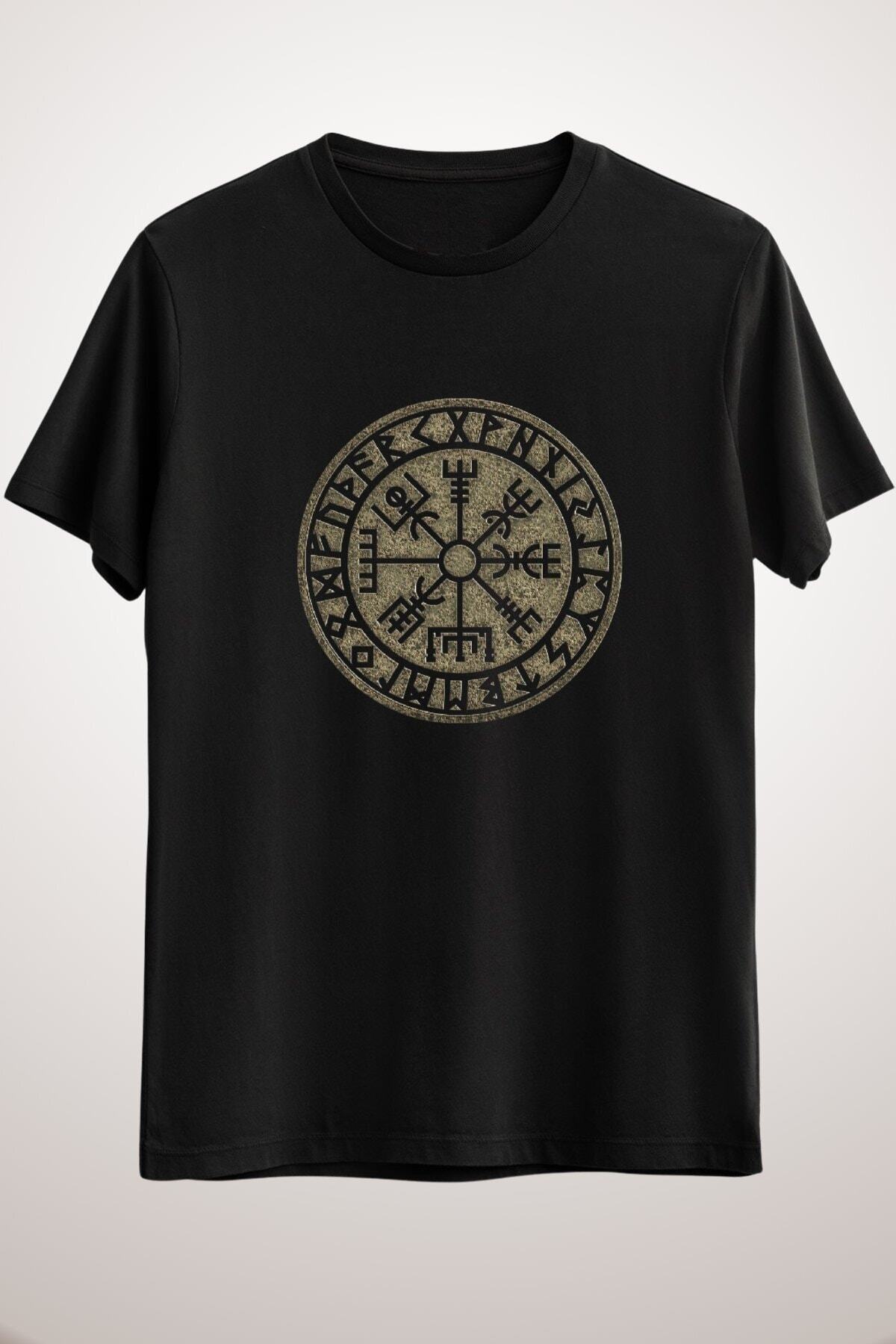 Unisex Siyah Vegvisir, Viking Compass, Norse, Symbol, Protection, Nordic, Vikings Essential T-shirt