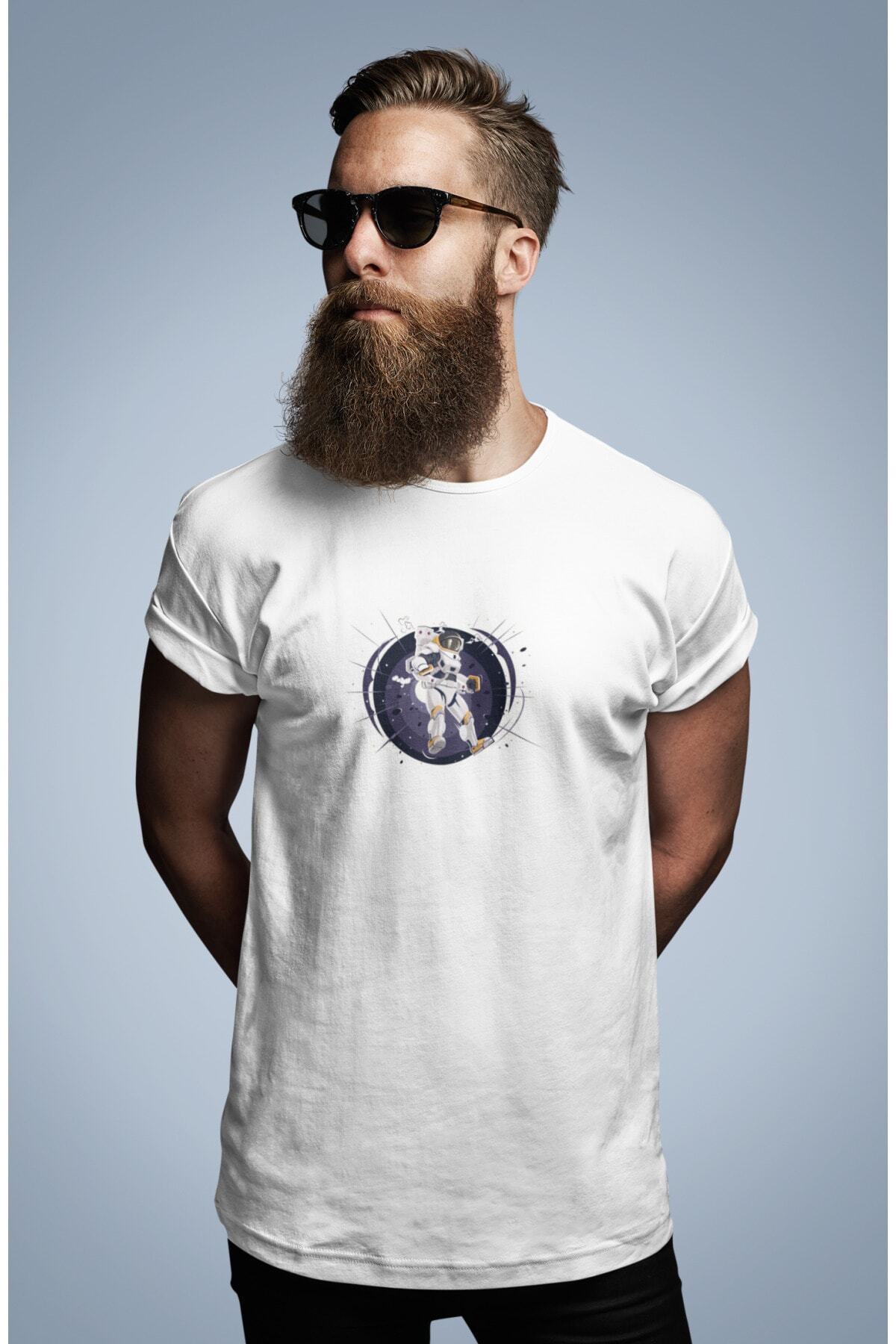 Oversize Baskılı Beyaz T-shirt