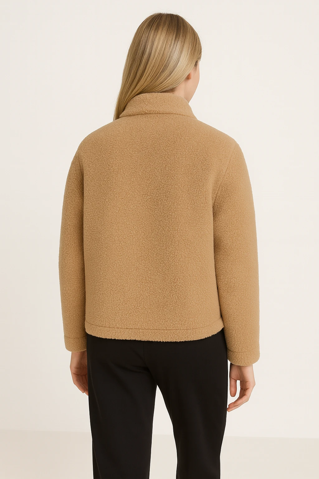 Kadın Düğmeli Peluş Ceket - sütlükahve