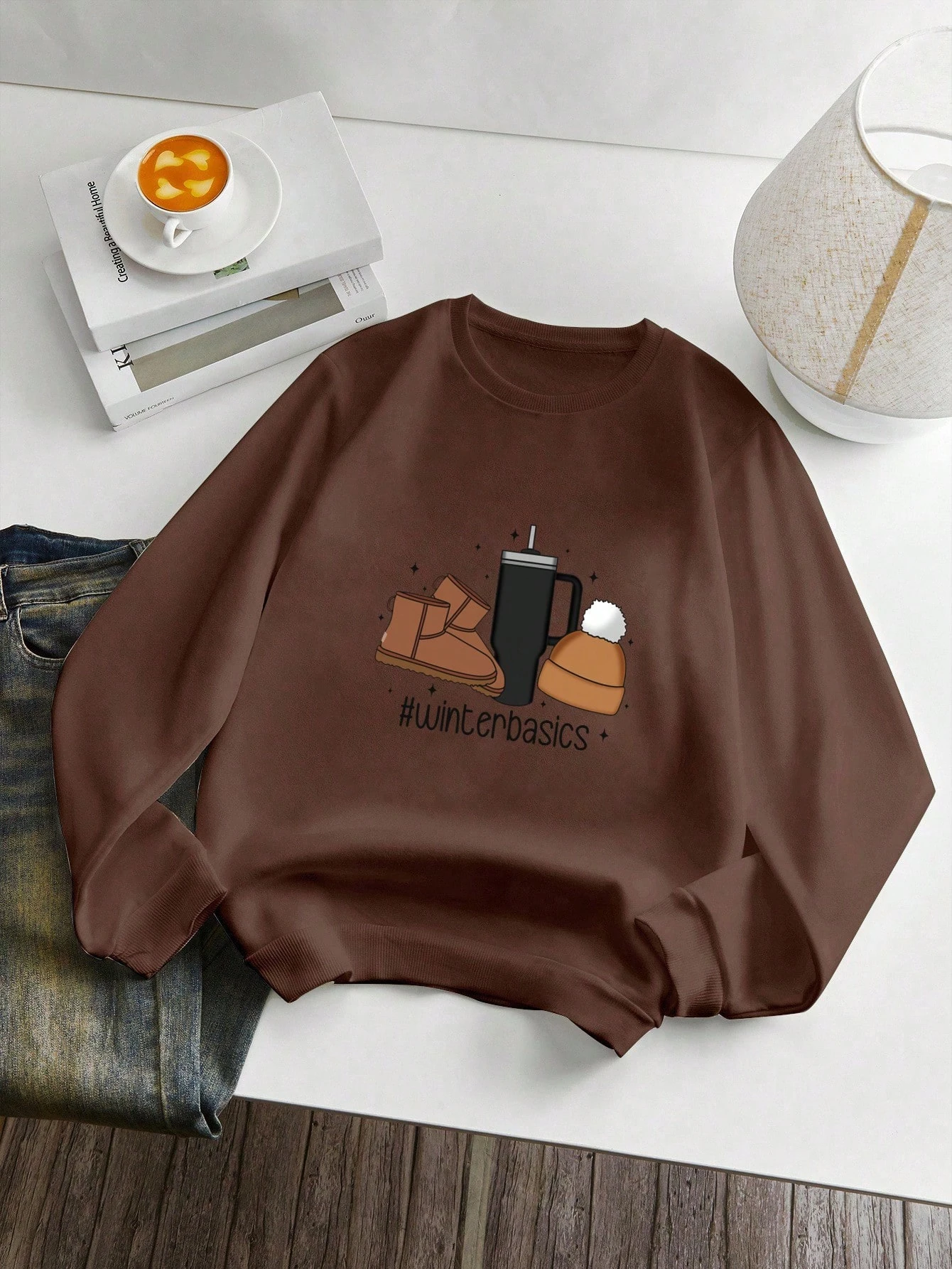 WINTER BASICS SWEATSHIRT - kahverengi