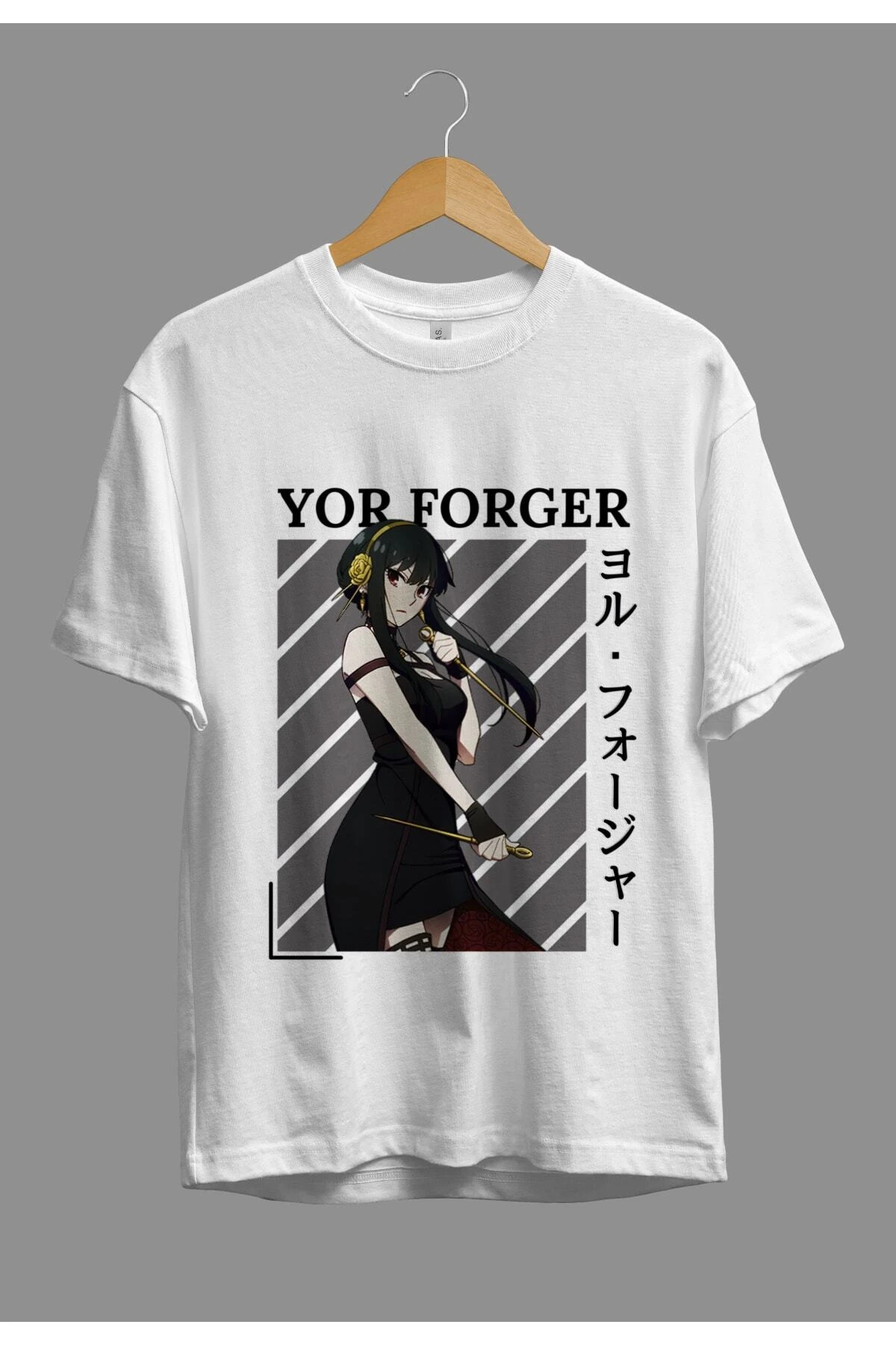 Oversize Spy X Family Yor Forger Anime Karakter Baskılı Özel Tasarım Tişört