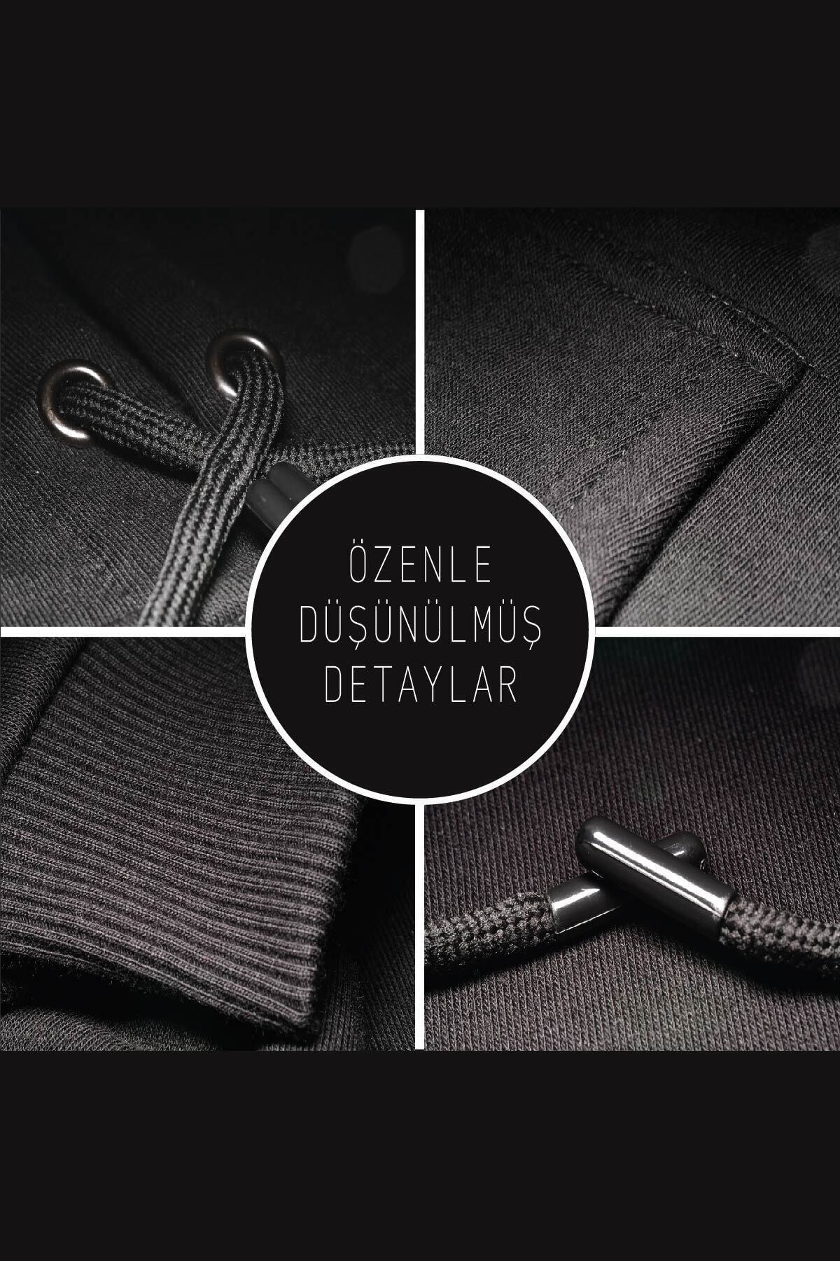 Oversize Baba Oğul Balıkçılık Siyah Kapşonlu Sweatshirt Hoodie