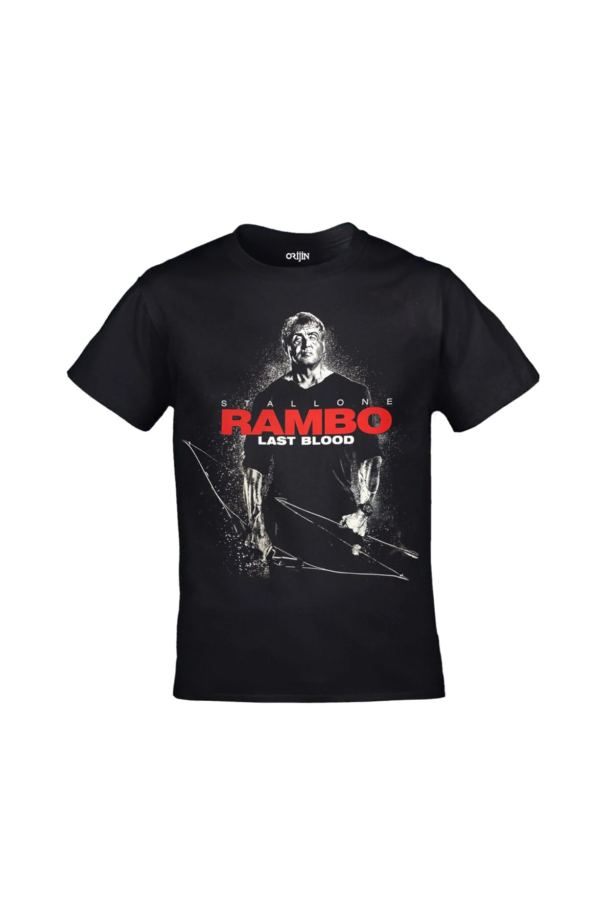 Unisex Siyah Rambo Last Blood Sylvester Stallone Baskılı Tshirt