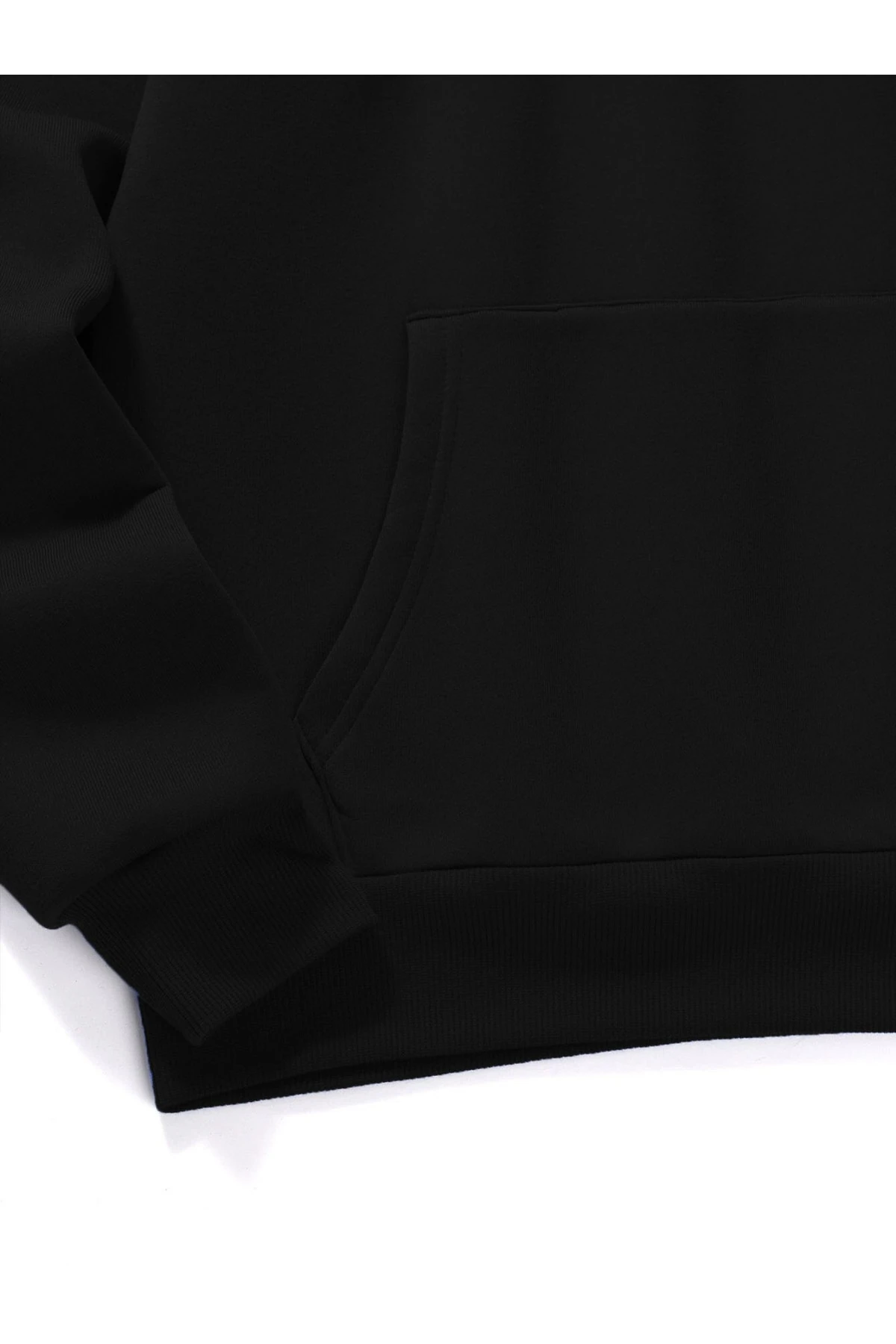 Siyah 3 Iplik Unisex Oversize Kapüşonlu Kanguru Cepli Slipknot Ön Arka Baskılı Sweatshirt Hoodie