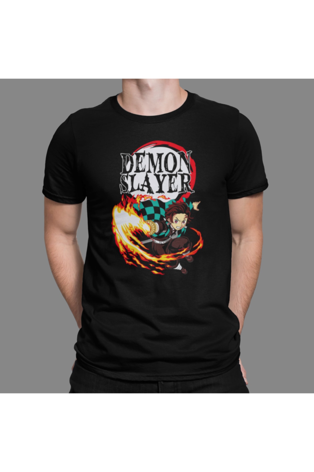 Anime Demon Slayer Tshirt Bisiklet Yaka