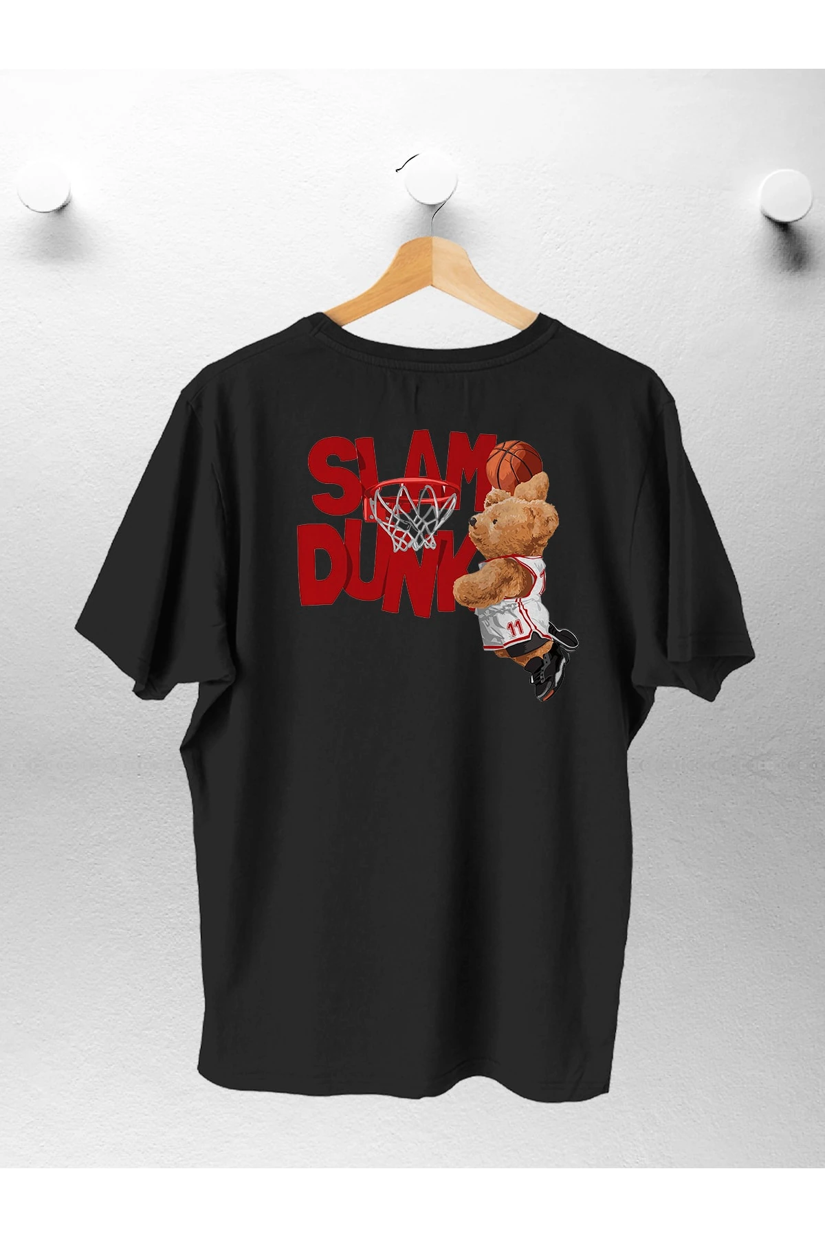 Kadın Trend Basket Bear Baskılı Oversıze Tshirt