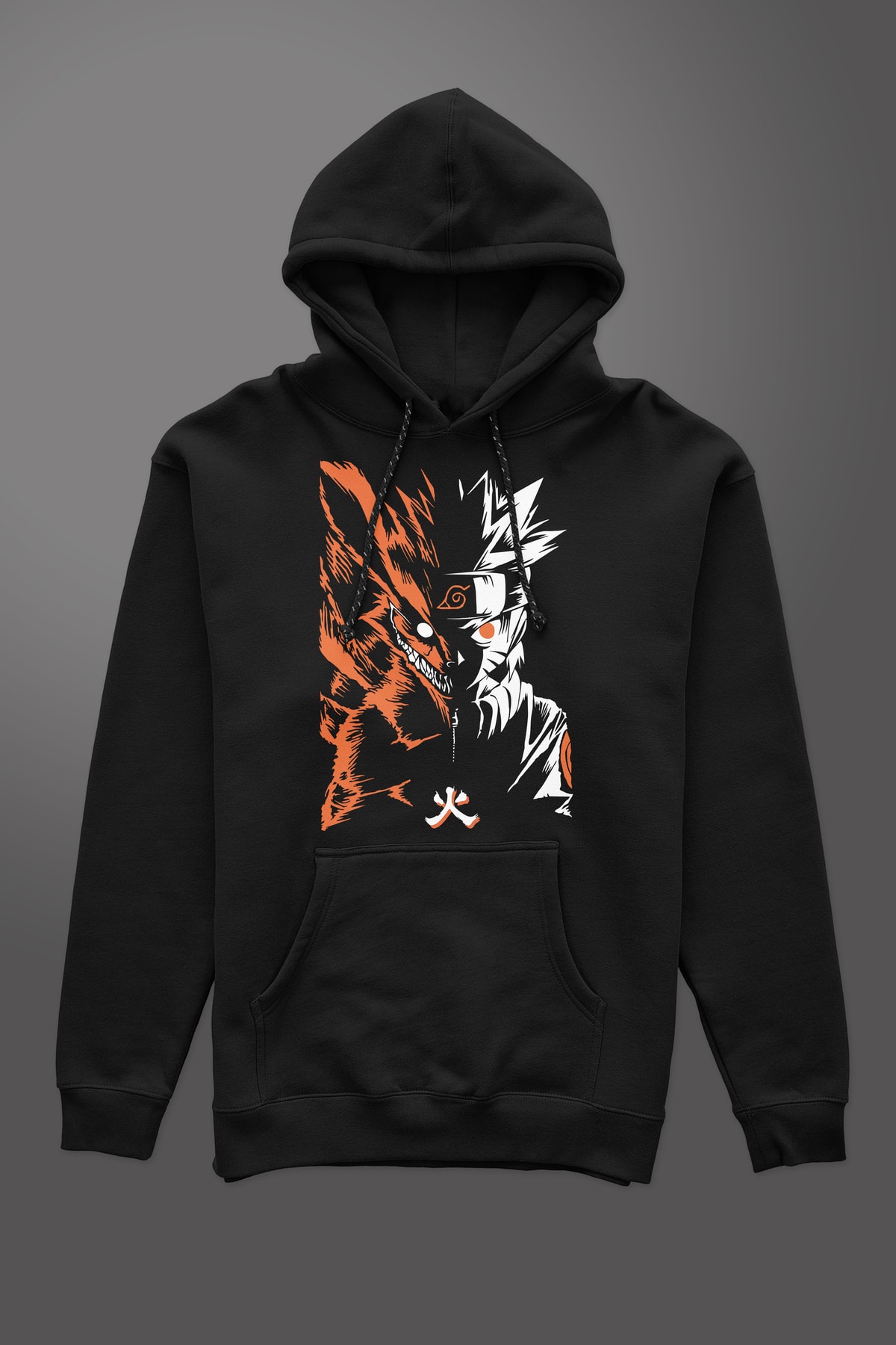 Naruto And Kyuubi Anime Baskılı Unisex Cepli Kapüşonlu Sweatshirt Hoodie Sweat Harajuku