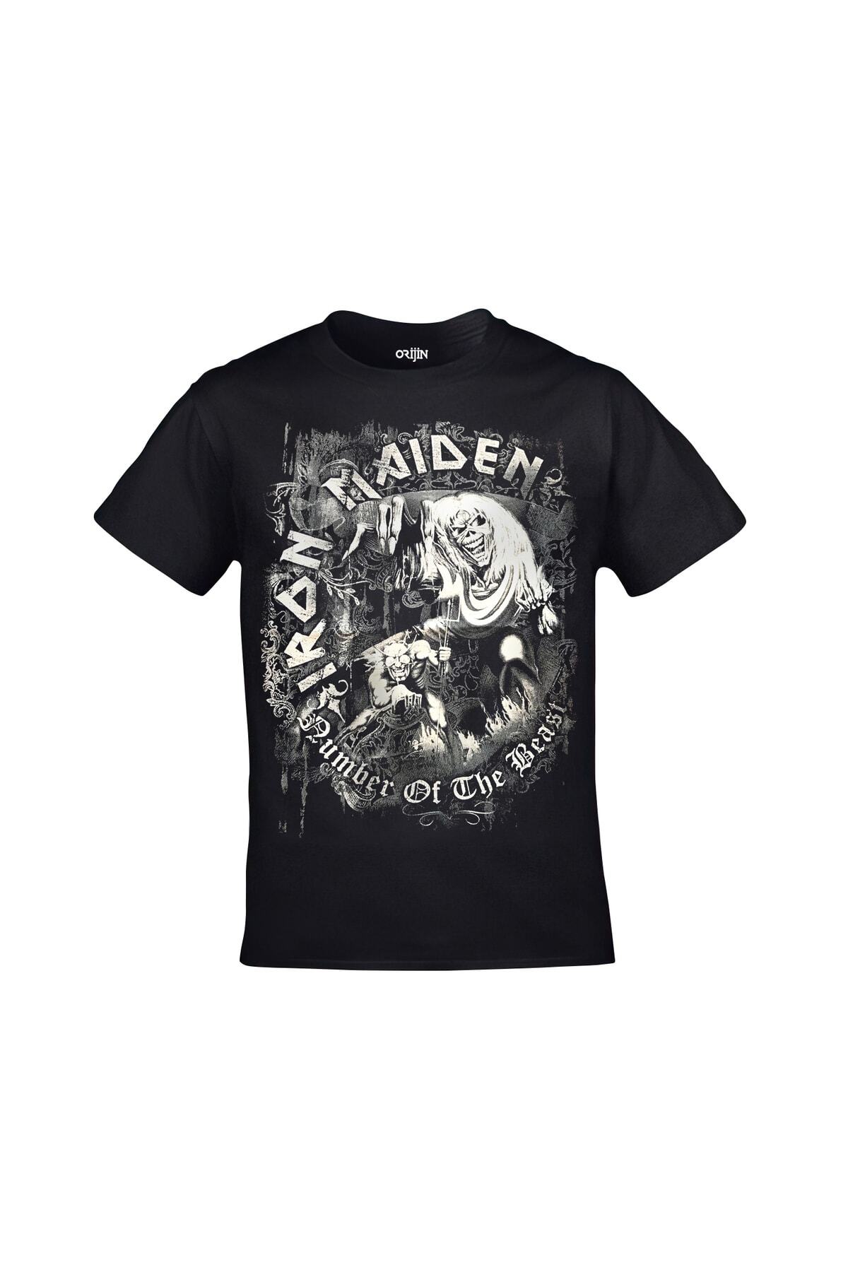 Iron Maiden Number Of The Beast Unisex Ön Arka Baskılı Siyah T-shirt