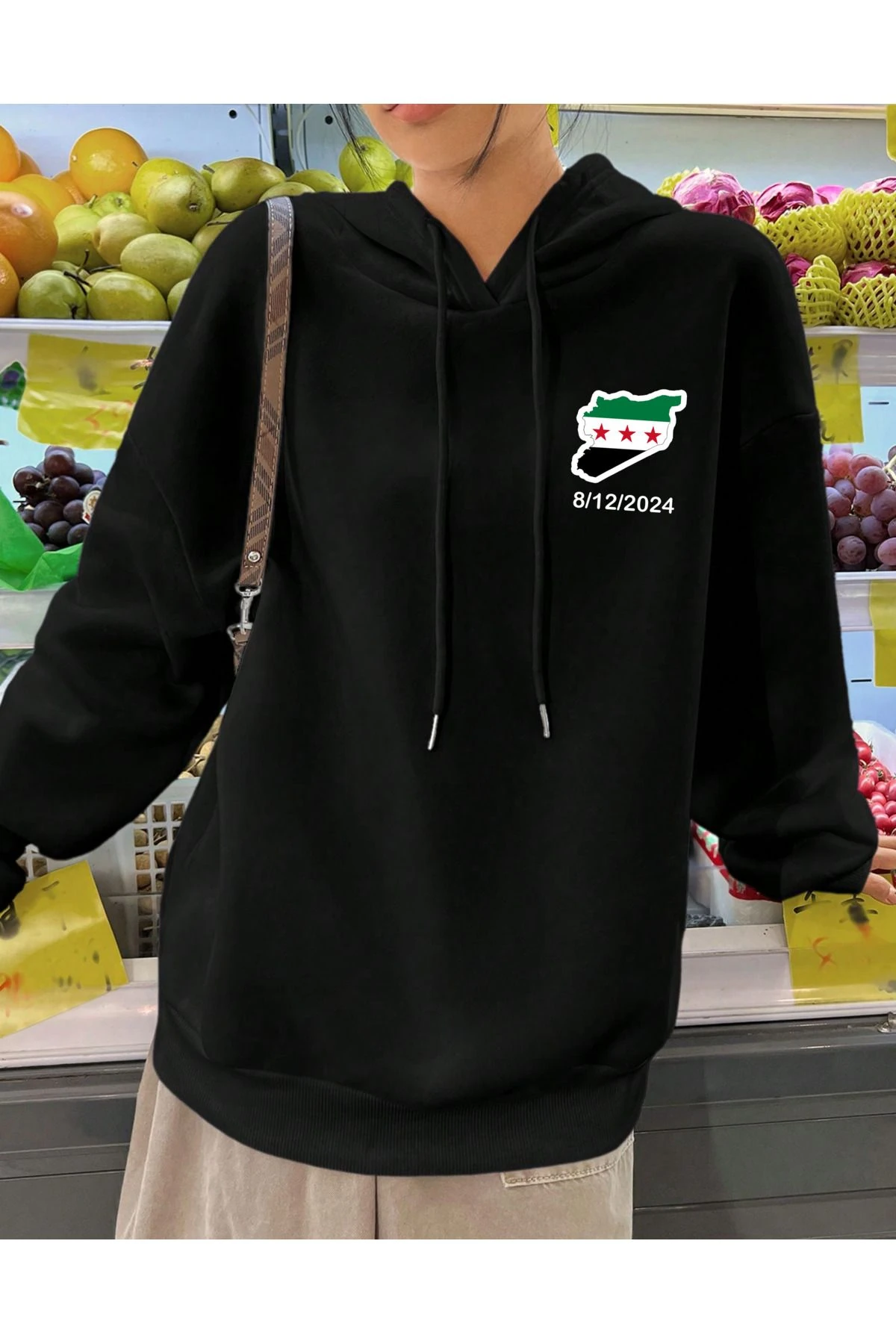 Suriye Bayrağı Tarihi Oversize Unisex Hoodie