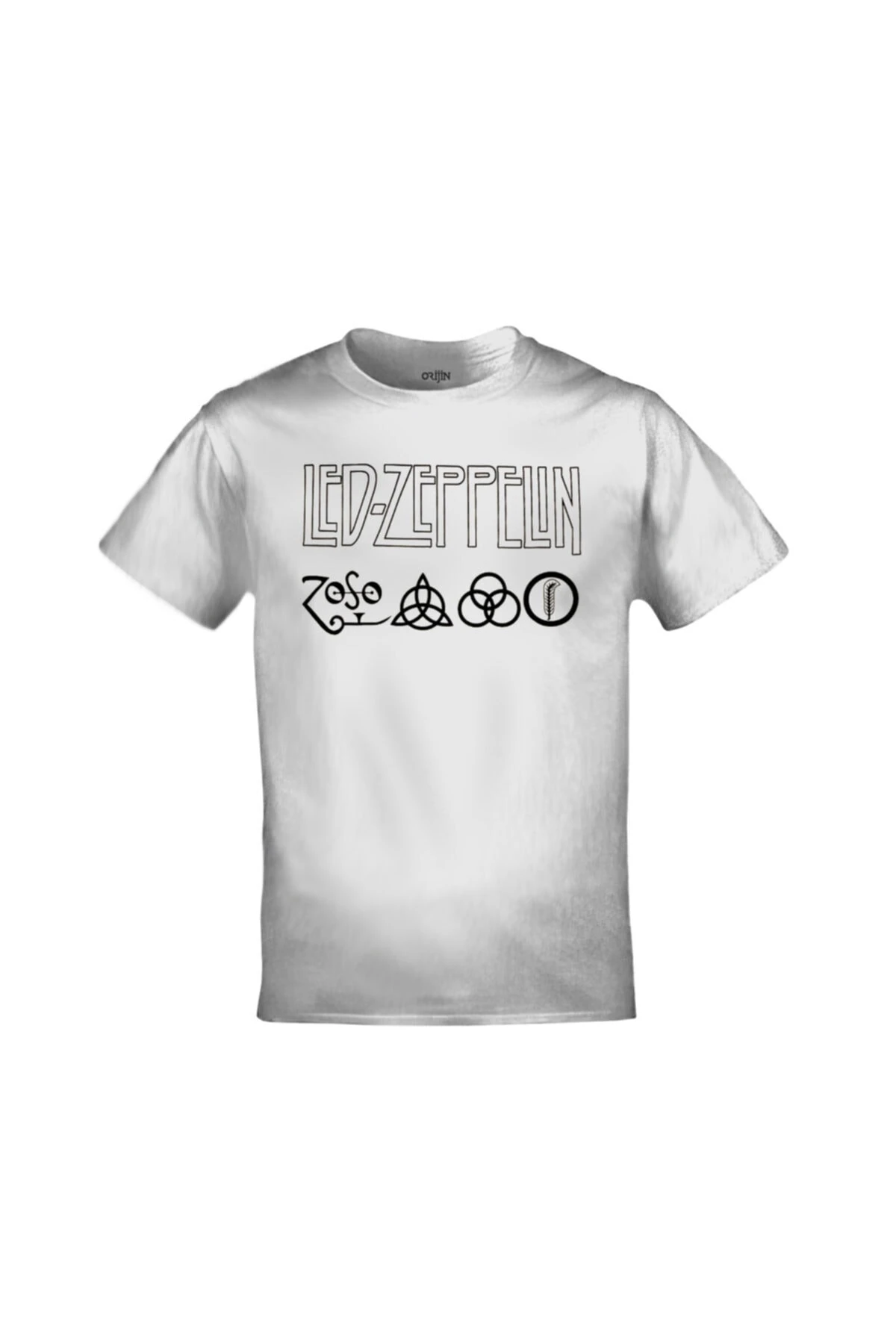 Led Zeppelin Logo Baskılı Unisex Ekru Renk Tshirt