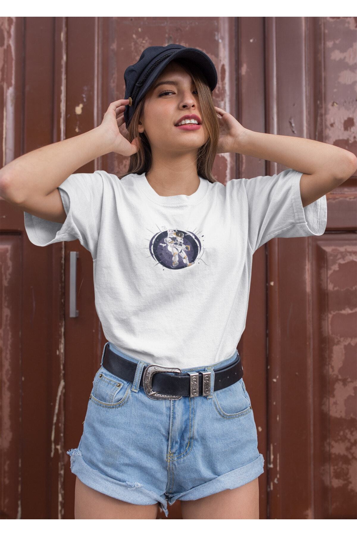 Oversize Baskılı Beyaz T-shirt