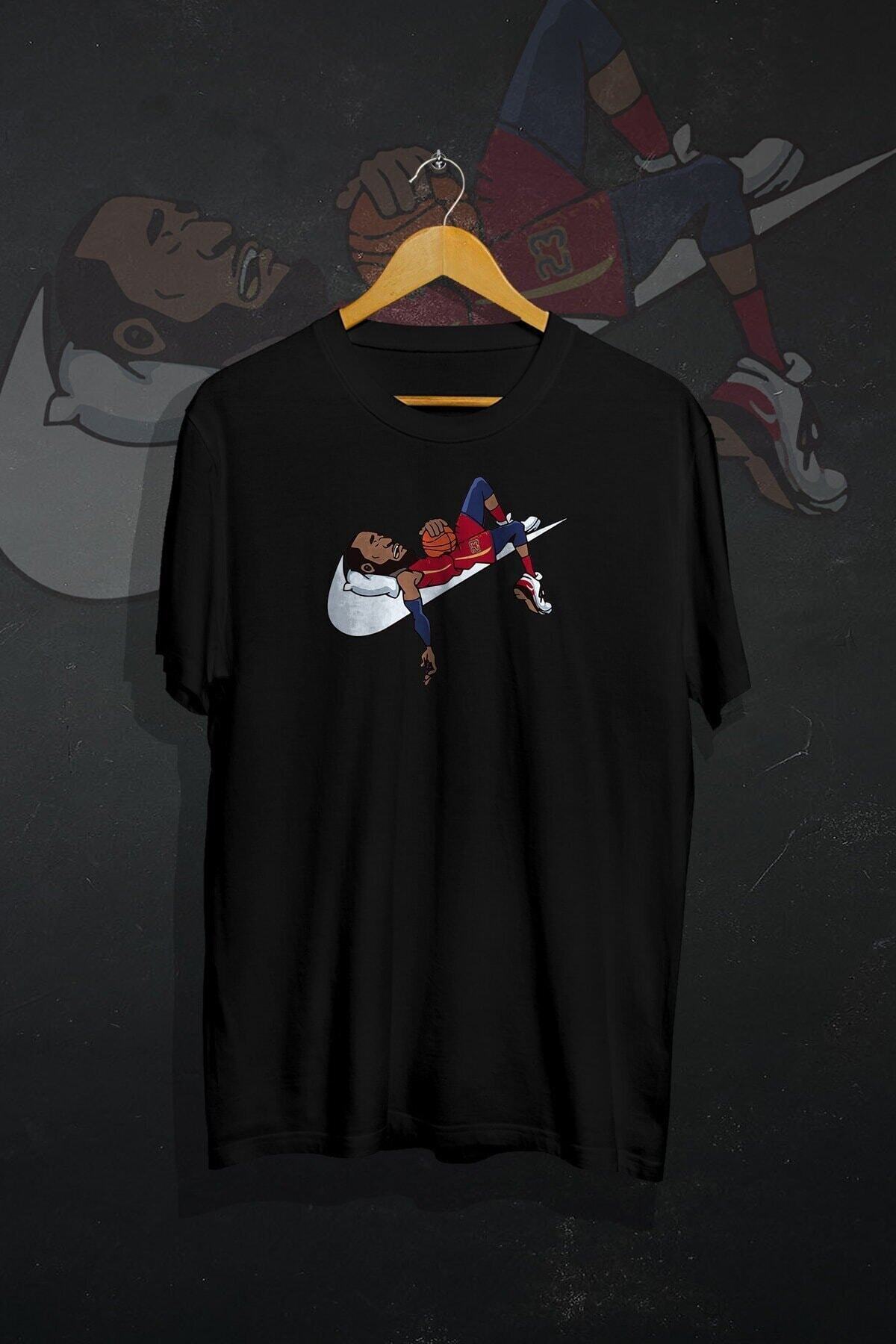 Unisex Siyah Oversize Baskılı Tshirt