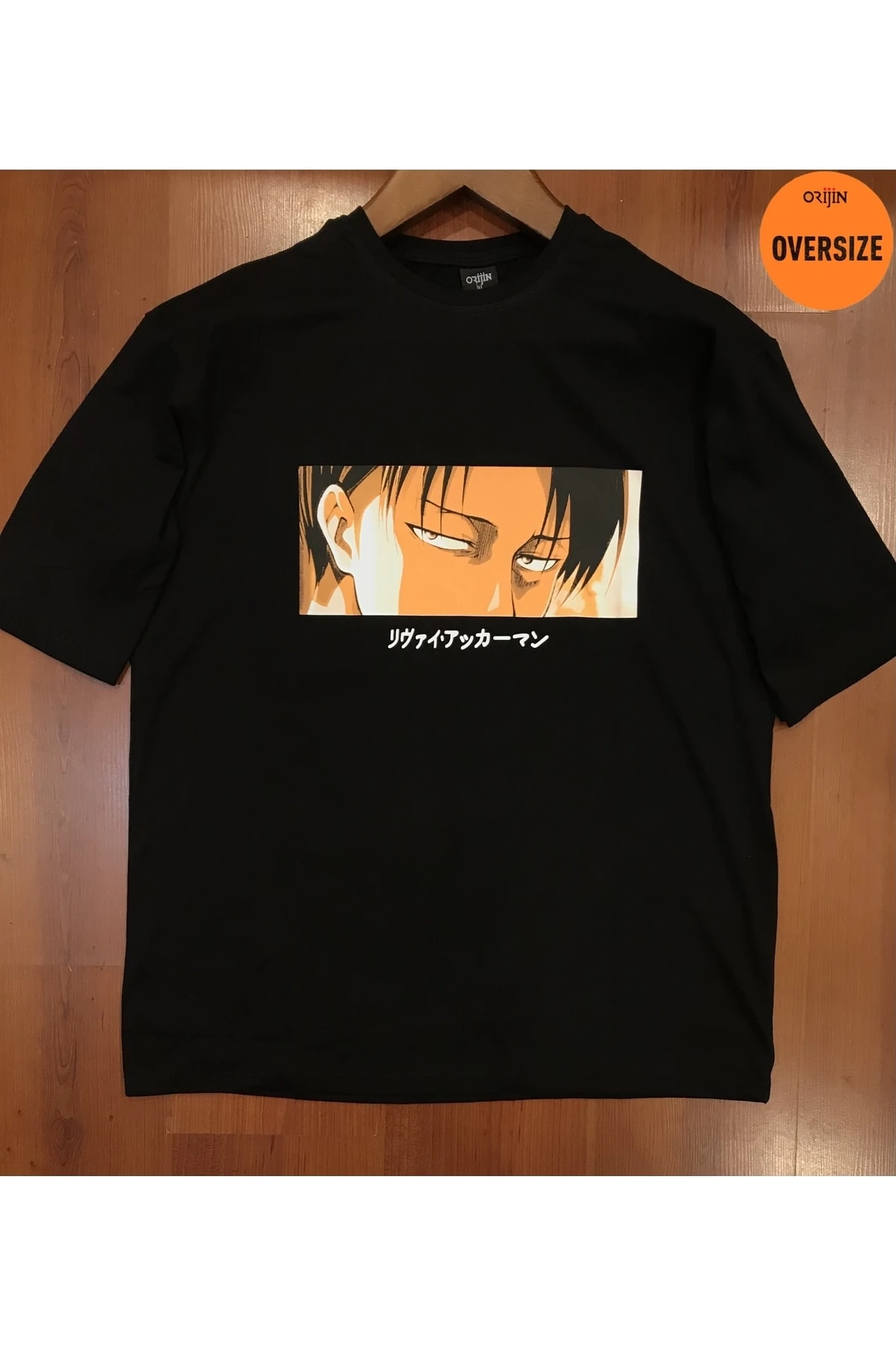 Attack On Titan Levi Ackerman Gözler Baskılı Oversize Siyah Tshirt