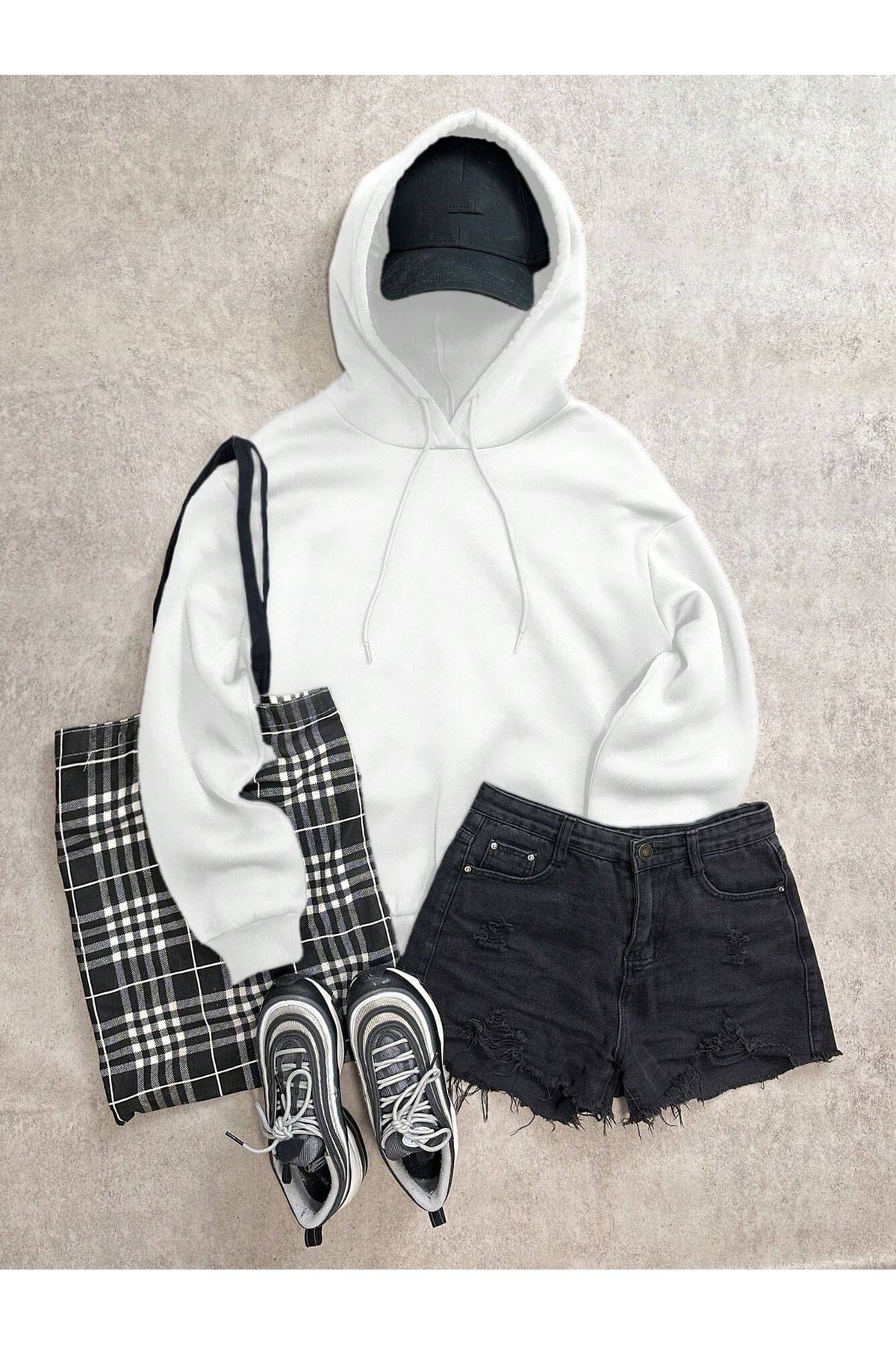 Baskılı Sweatshirt Hoodie Oversize Kapüşonlu Polar Unisex Erkek Kadın Sokak Modası Kışlık Basic Şık