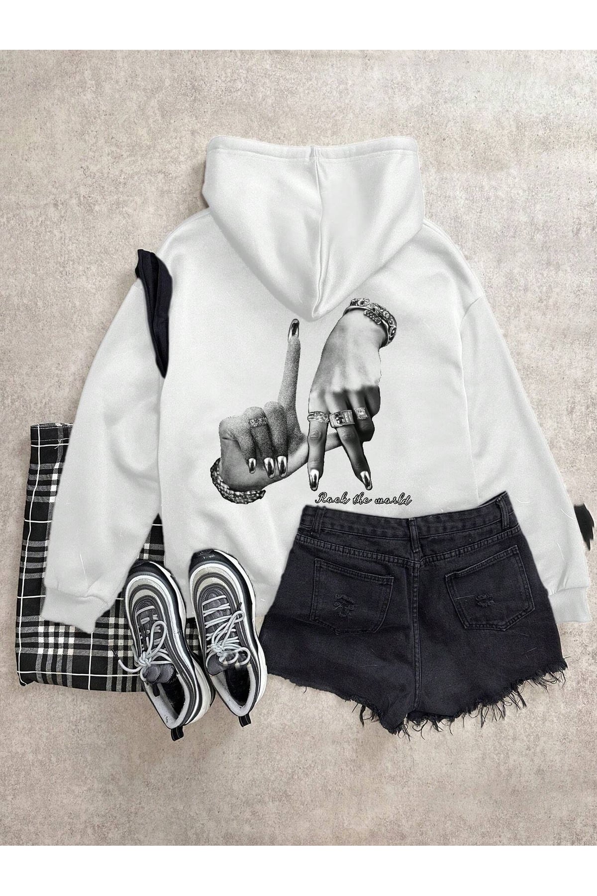 Baskılı Sweatshirt Hoodie Oversize Kapüşonlu Polar Unisex Erkek Kadın Sokak Modası Kışlık Basic Şık