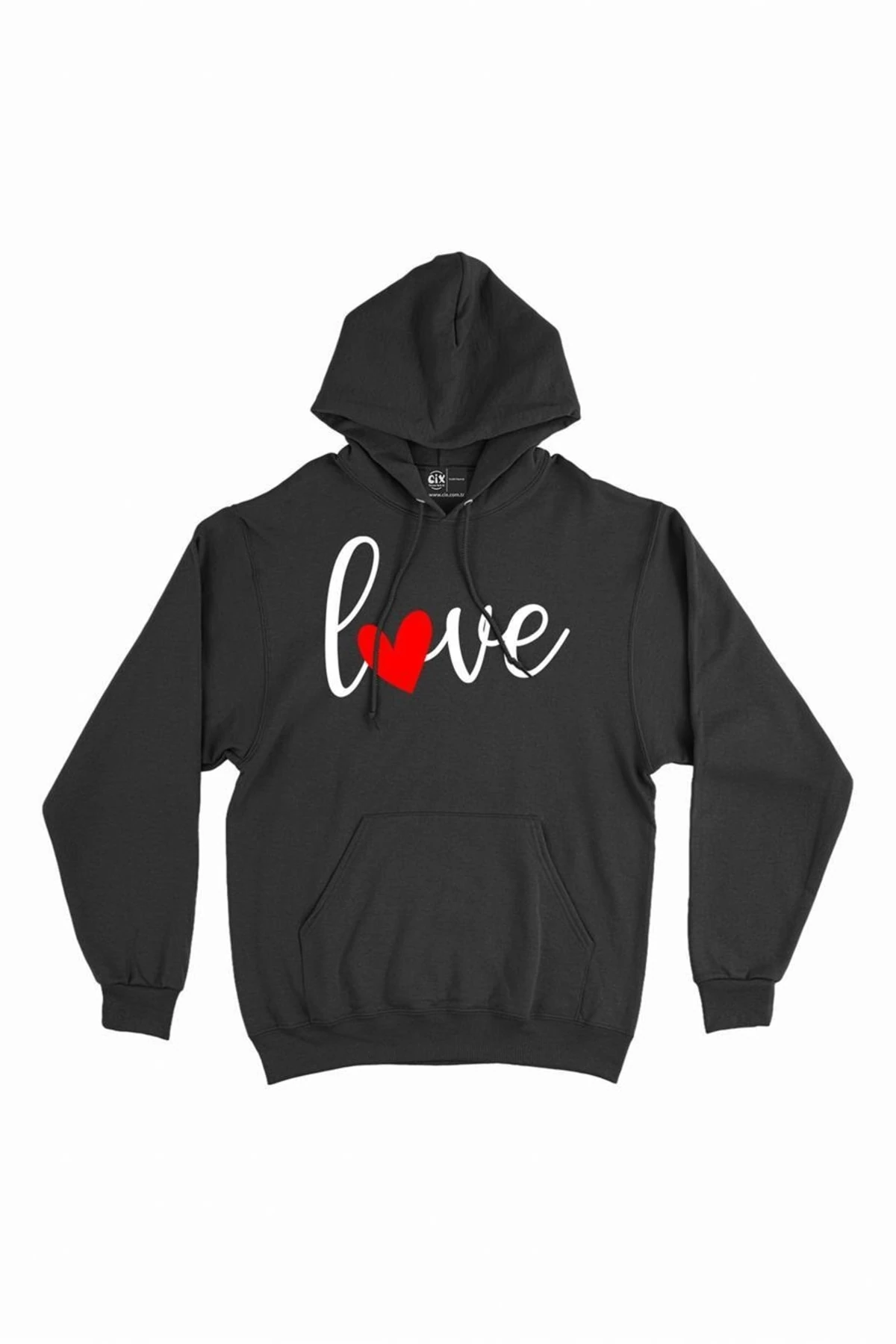 Love Aşk Kalpli Kapşonlu Sweatshirt Hoodie
