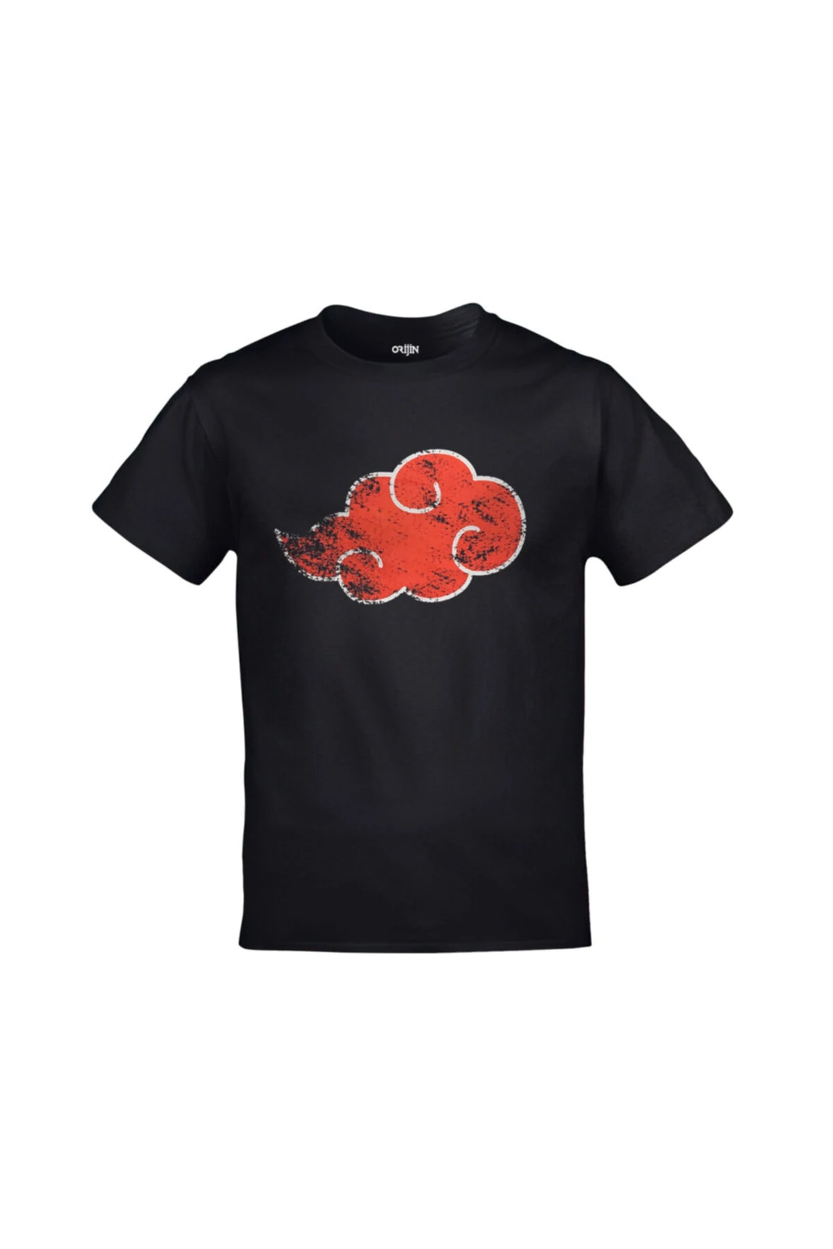 Naruto Shippuden Akatsuki Cloud Kırmızı Bulut Baskılı Siyah Tshirt