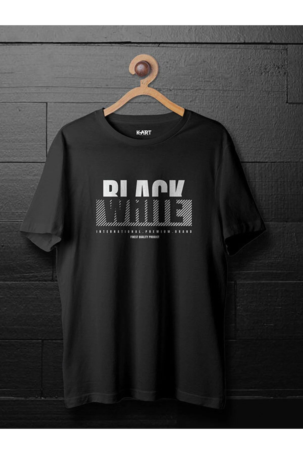 K-art Black White Tasarımlı Siyah Unisex T-shirt