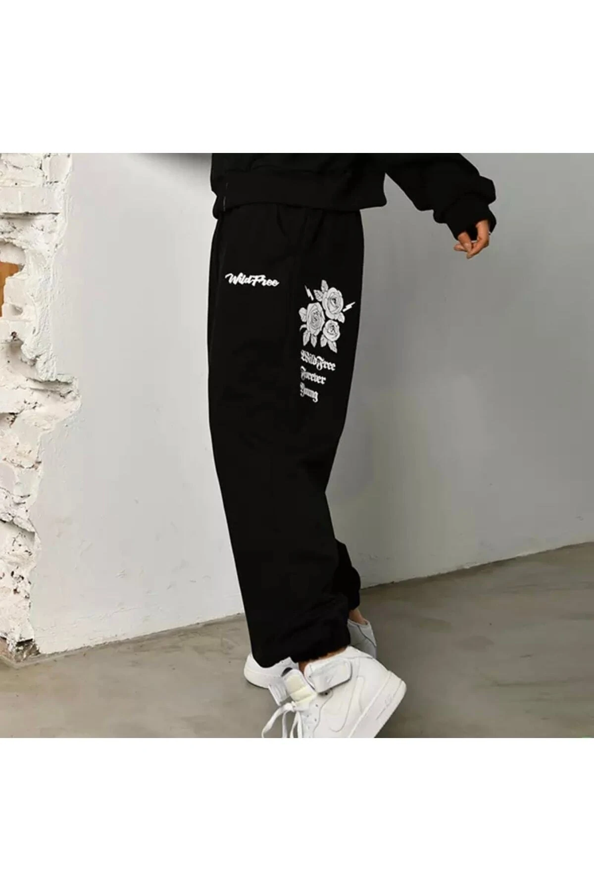 Bildfree Forever Young Baskılı %100 Pamuk Kışlık Kadın Eşofman Altı