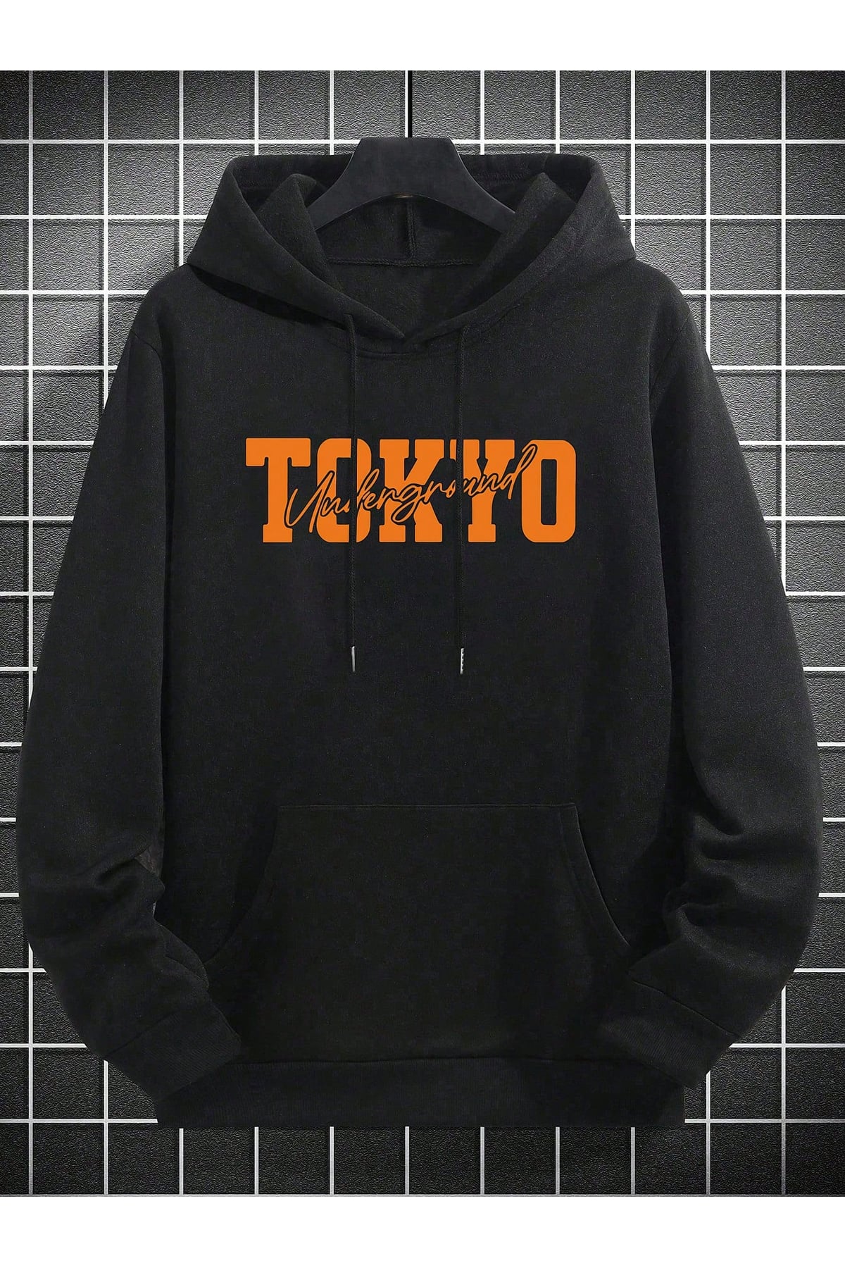 Tokyo Underground Drift Saga Siyah Hoodie Araba Yarışı Temalı Authentic Apparel sweatshirt