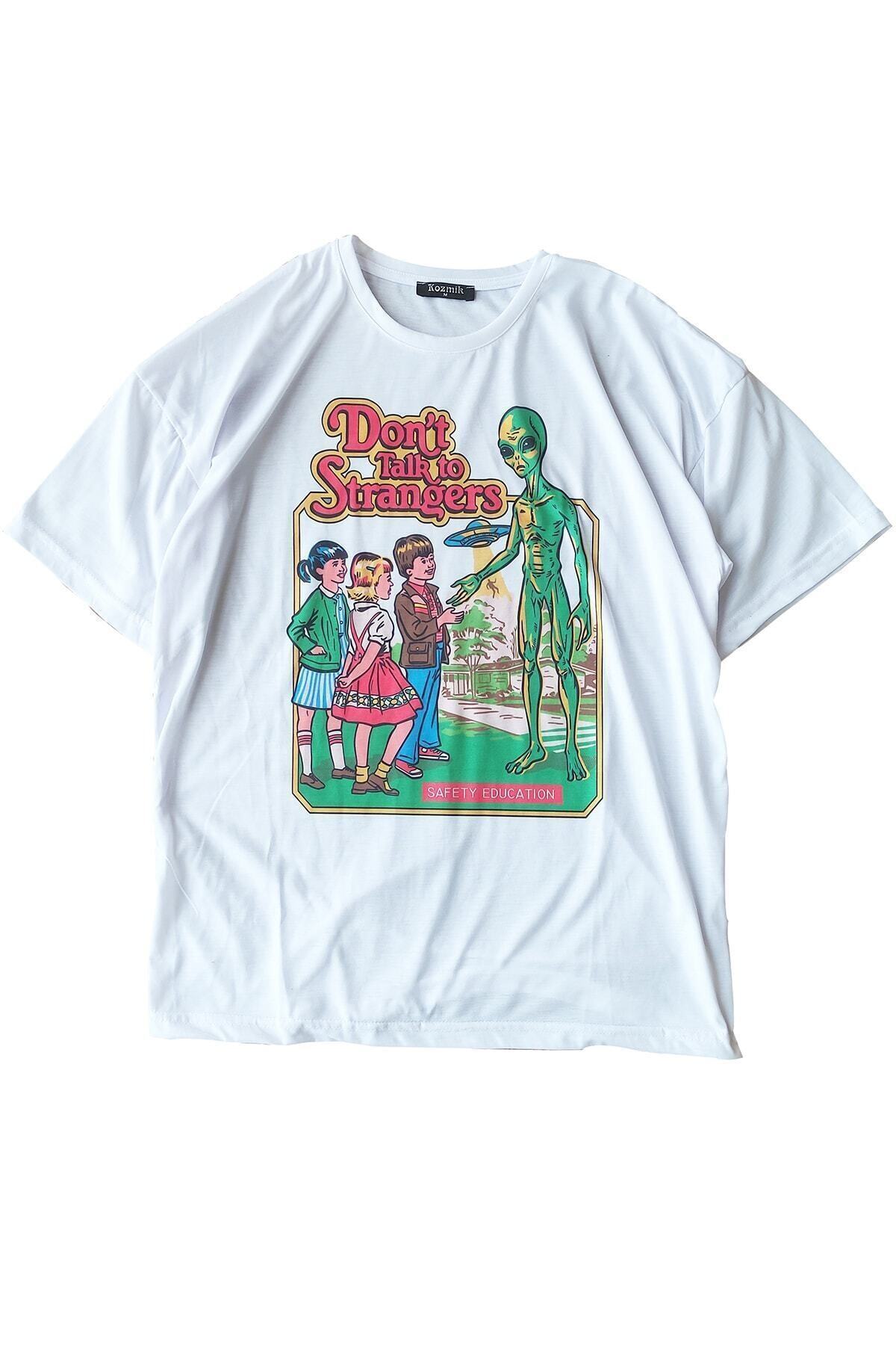 Unisex Beyaz Baskılı T-shirt