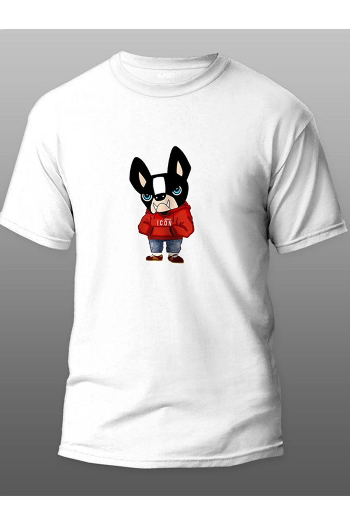 Baskılı Tişört Dsquared Icon Köpek Yaz Tasarımlı Organik Unisex Beyaz Kişiye Özel Baskılı Tişört