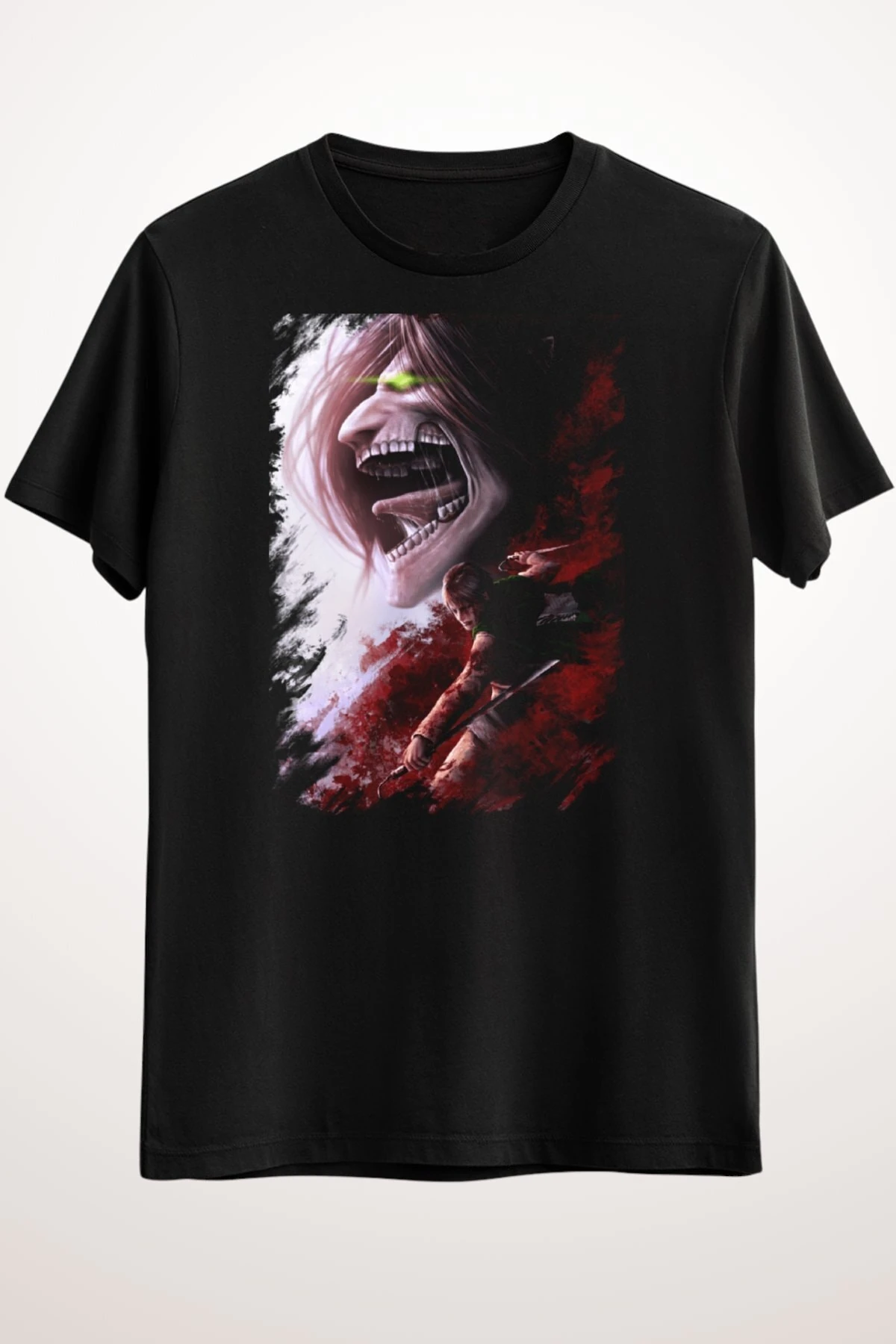 Unisex Siyah Tişört Eren Jaeger Attack On Titan