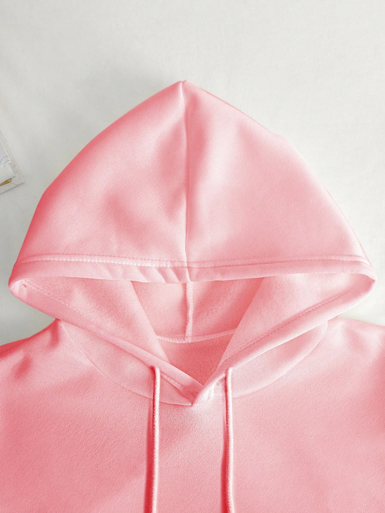 GÜMÜŞ KURDELE BASKILI HOODİE - pembe