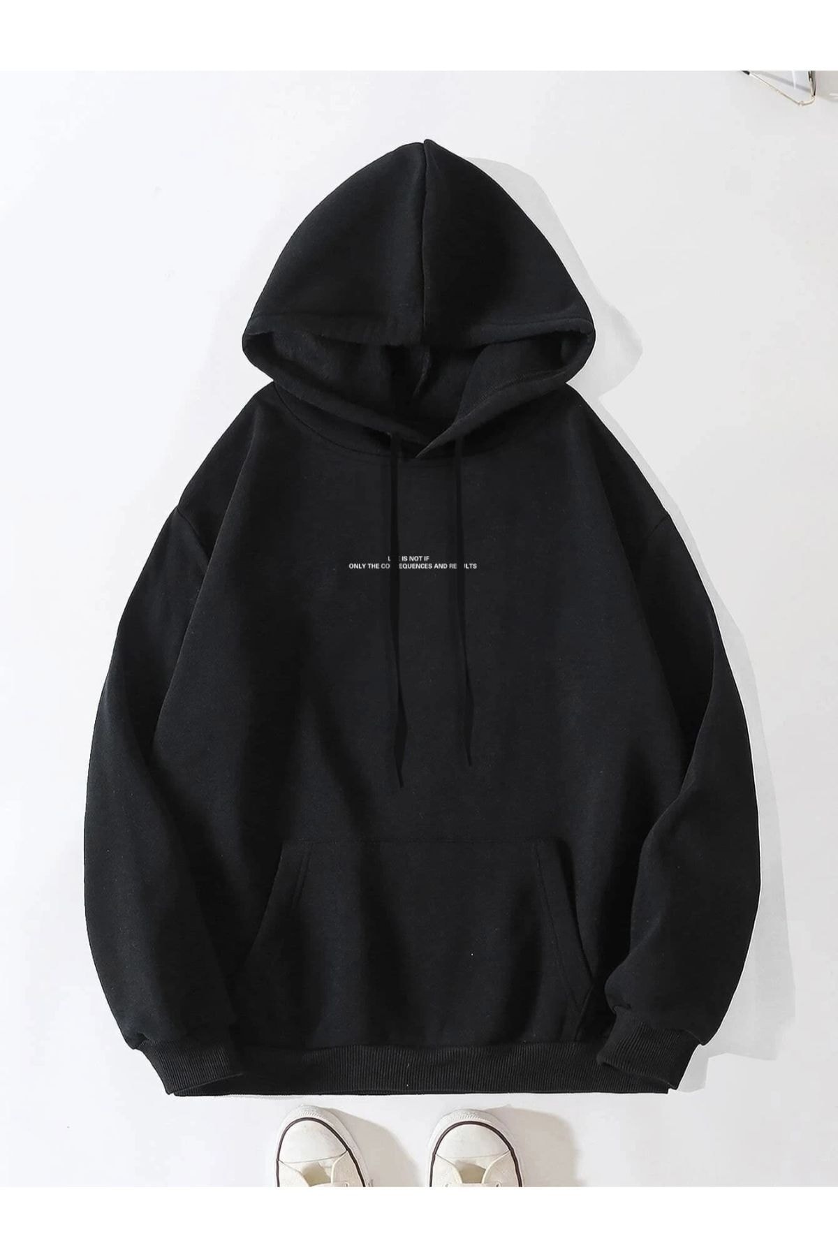 Unisex Siyah Angelhoodie Sweatshirt
