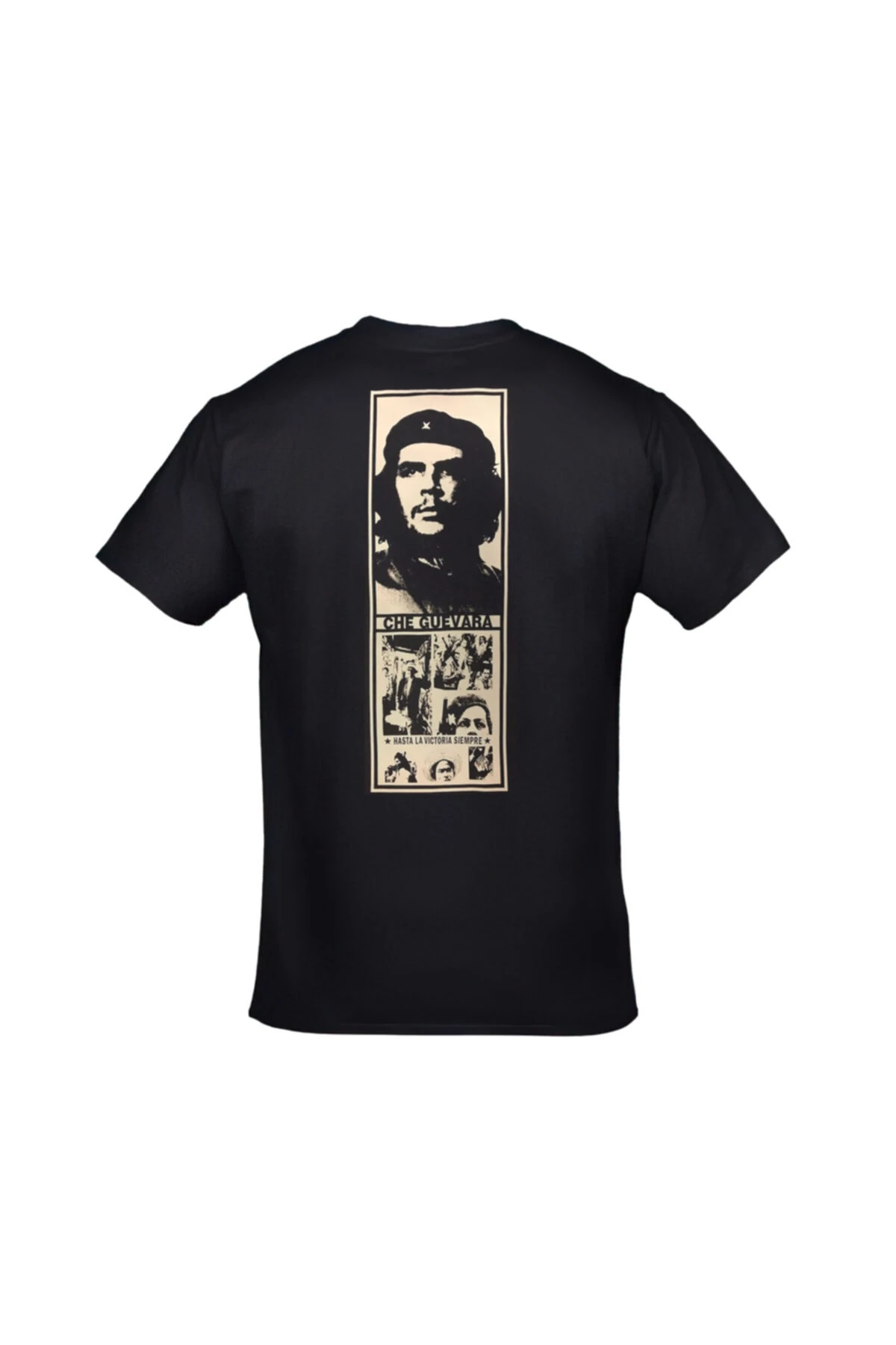 Che Guevara Kolaj Unisex Ön Arka Siyah Tshirt