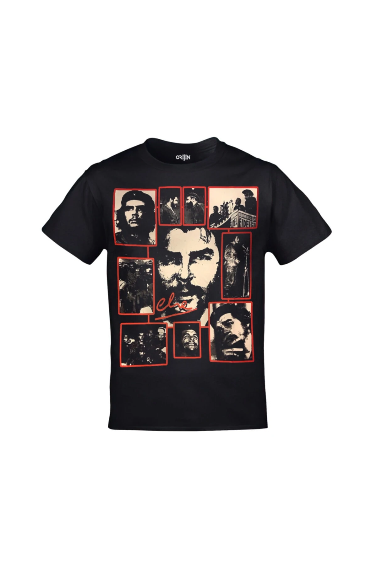 Che Guevara Kolaj Unisex Ön Arka Siyah Tshirt