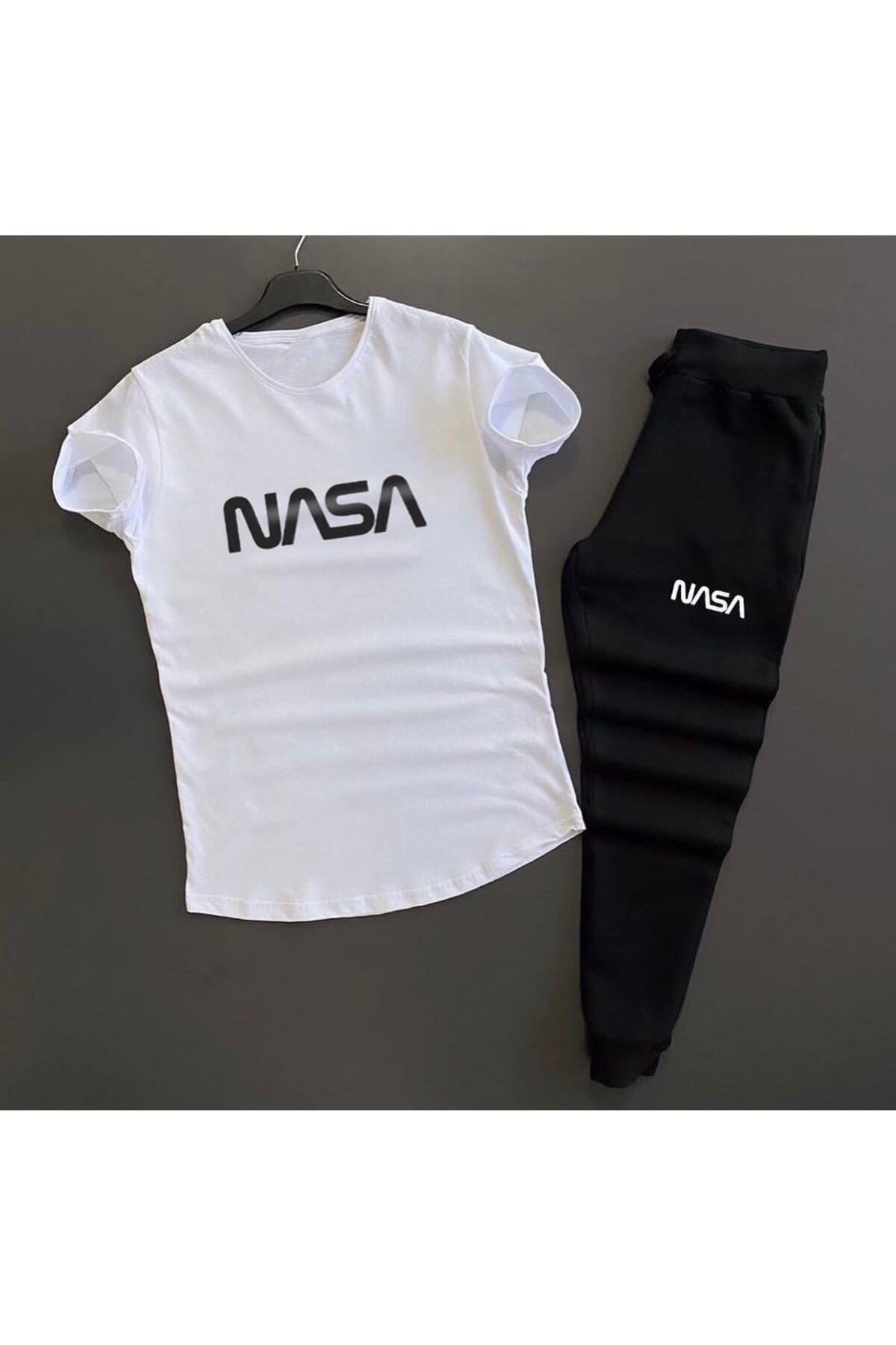 Dijital Nasa Baskılı Oval Etek Pamuk Kısa Kollu Yazlık Kadın Eşofman Takımı