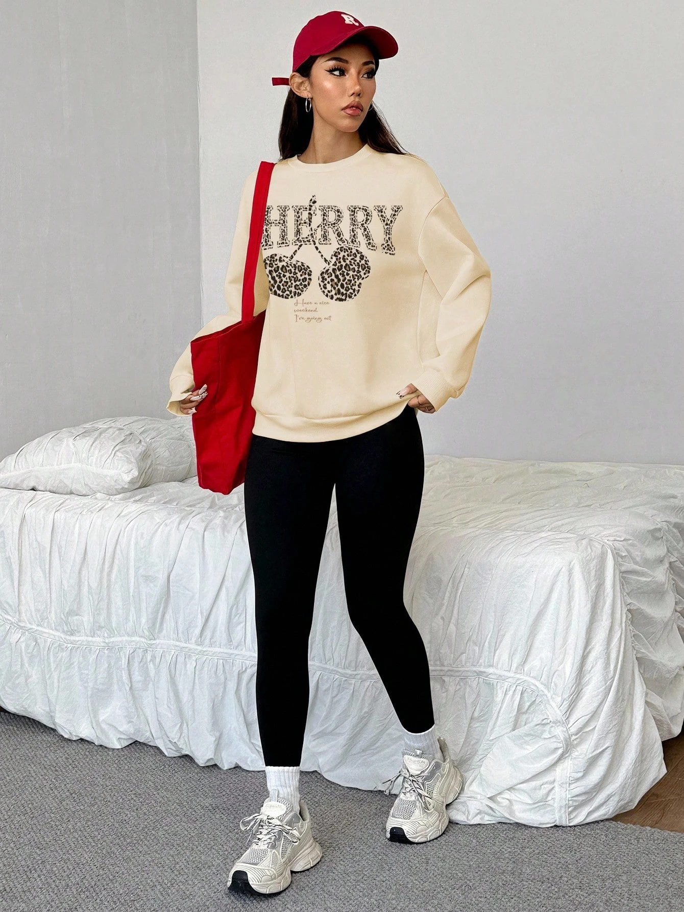 CHERRY LEO SWEATSHIRT - bej