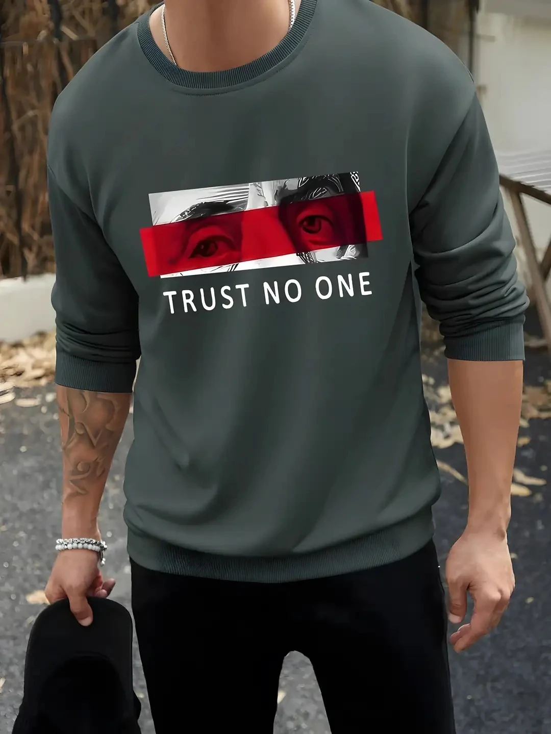 TRUST NO ONE TASARIM SWEATSHIRT - antrisit