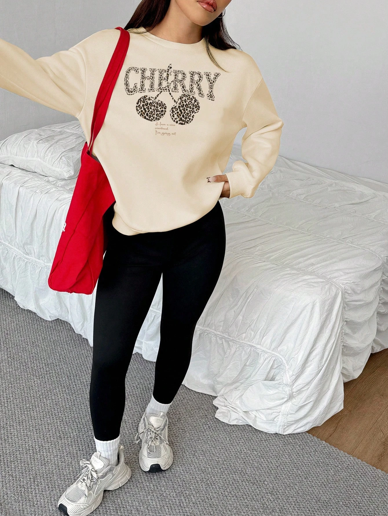 CHERRY LEO SWEATSHIRT - bej