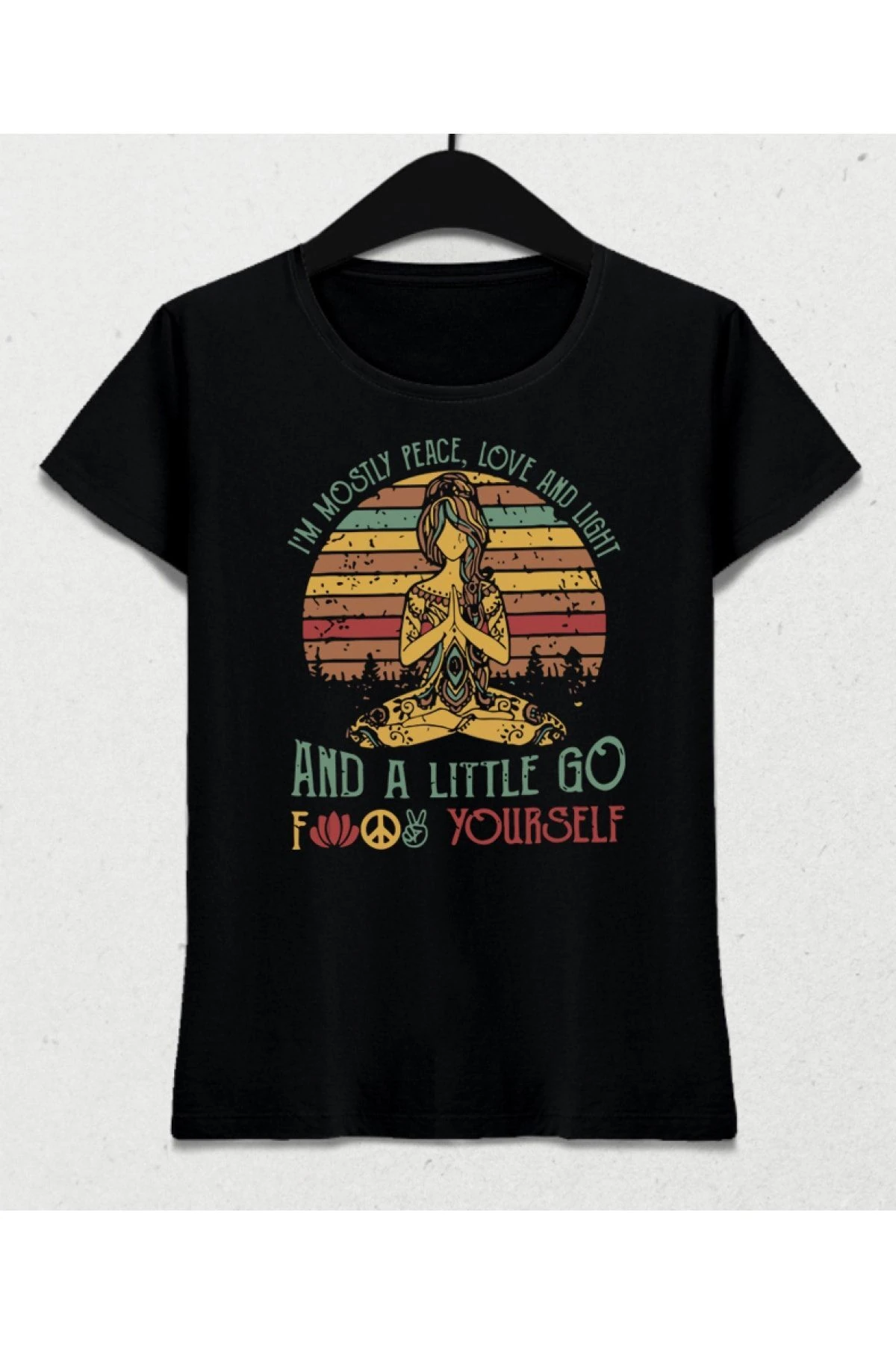 Mostly Peace Yoga Kadın Siyah T-SHİRT