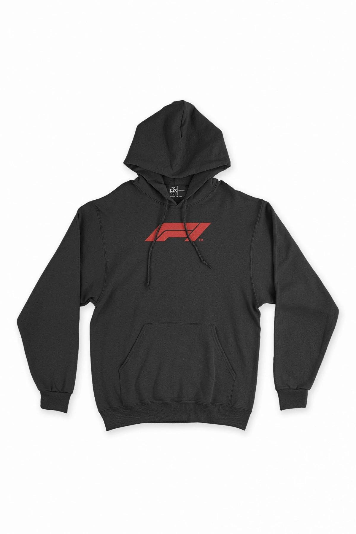 F1 Siyah Kapşonlu Oversize Içi Polarsız Sweatshirt Hoodie