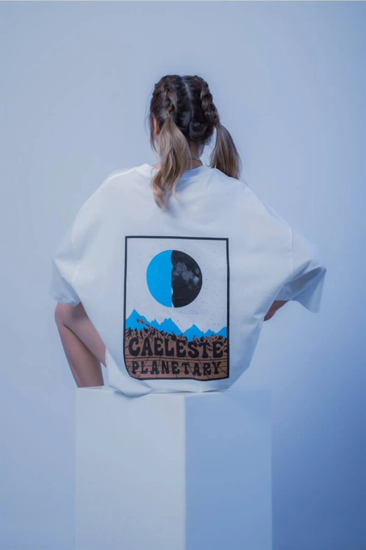 Beyaz Renk Pamuk Caeleste Model Oversize Tshirt