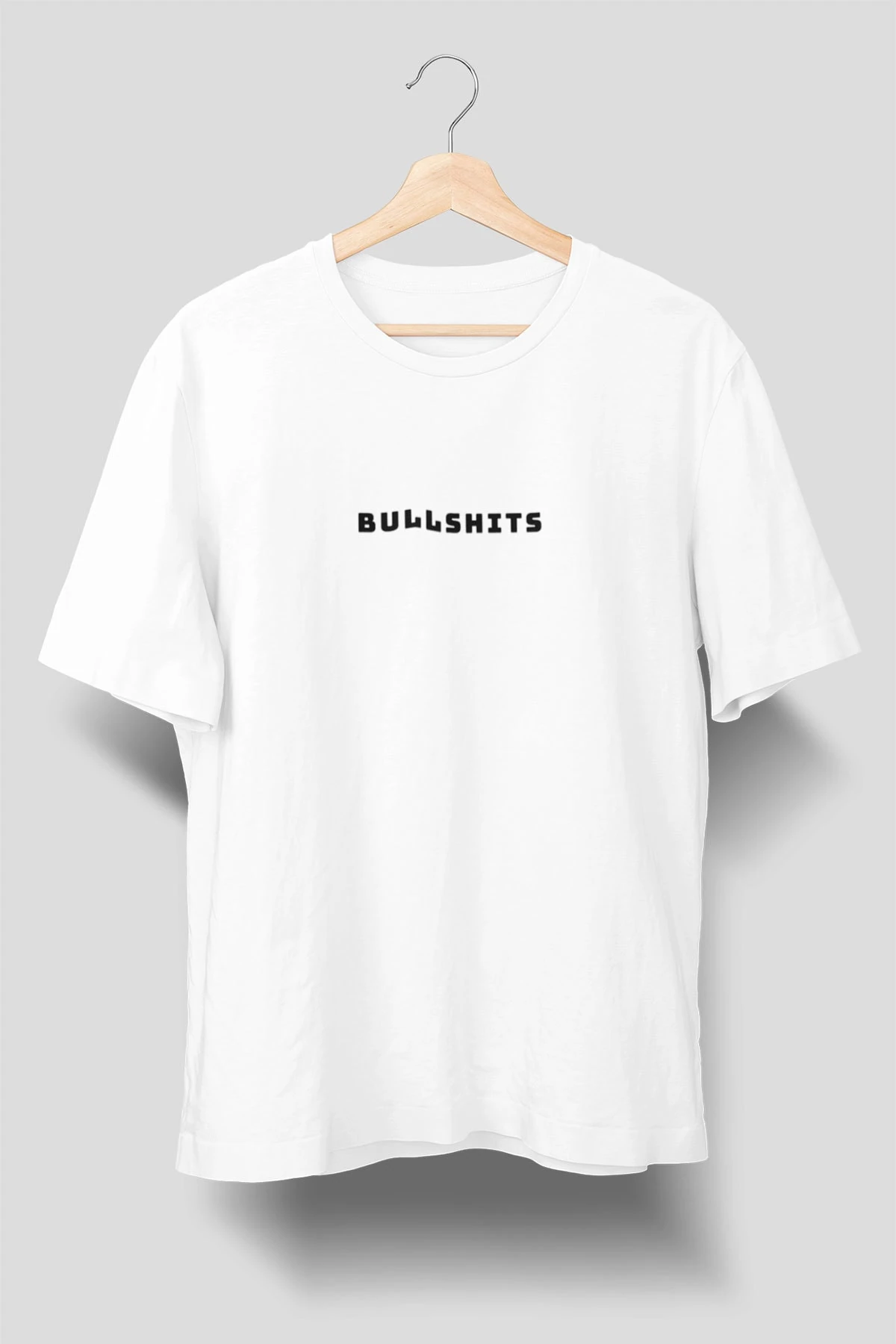 Unisex Bullshits Yazı Baskılı Beyaz Tişört