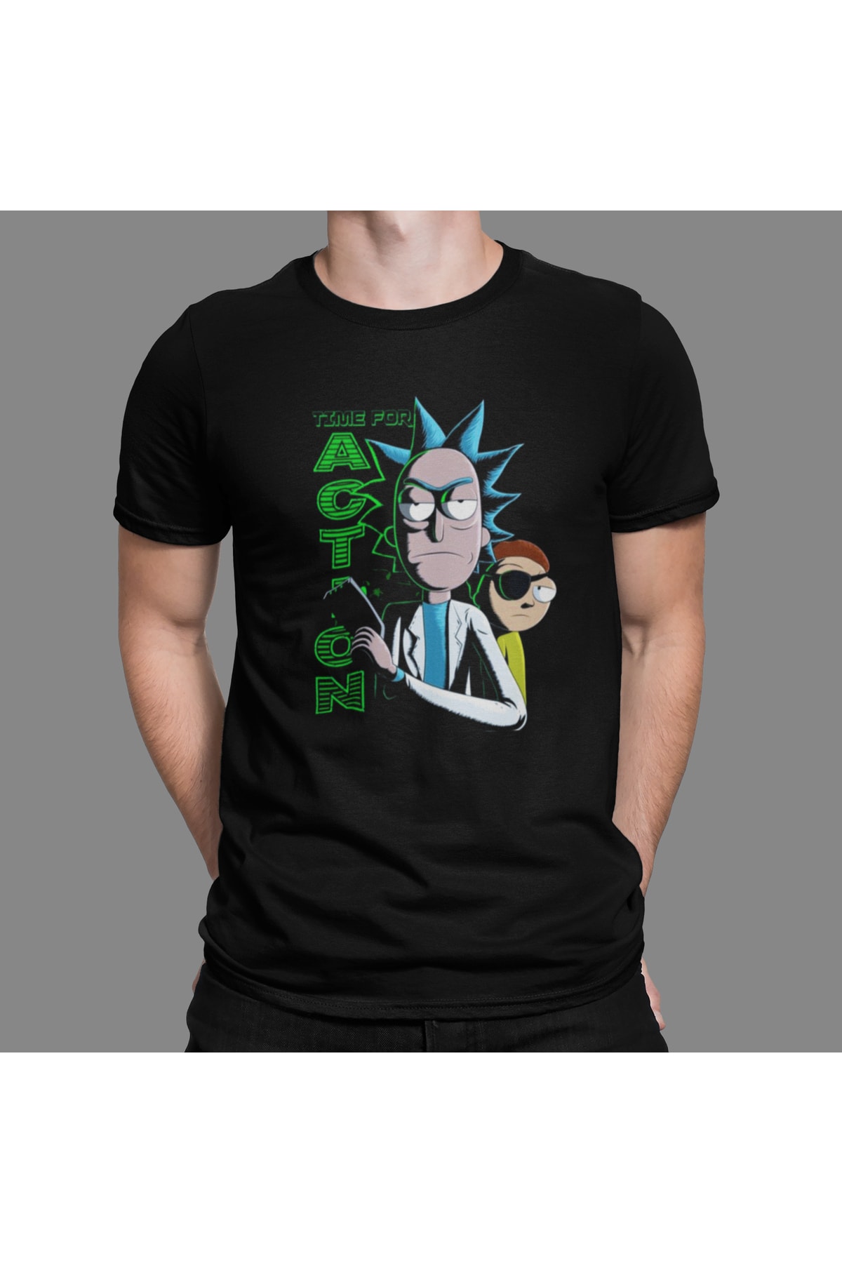 Rick And Morty Tshirt Bisiklet Yaka