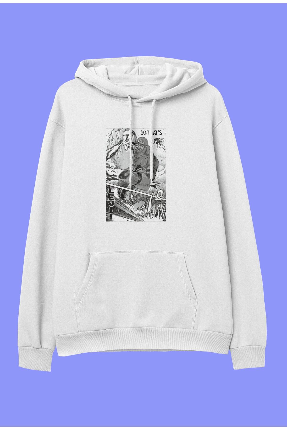 Oversize Attack On Titan Levi Ackerman Anime Karakter Baskılı Tasrım Kapüşonlu Sweatshirt Hoodie