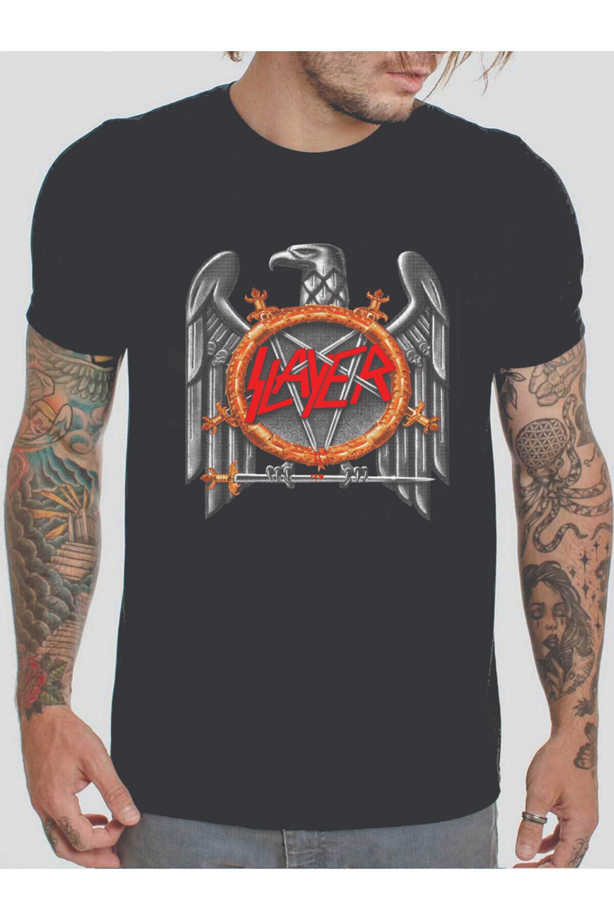 Erkek Siyah Slayer Tshirt