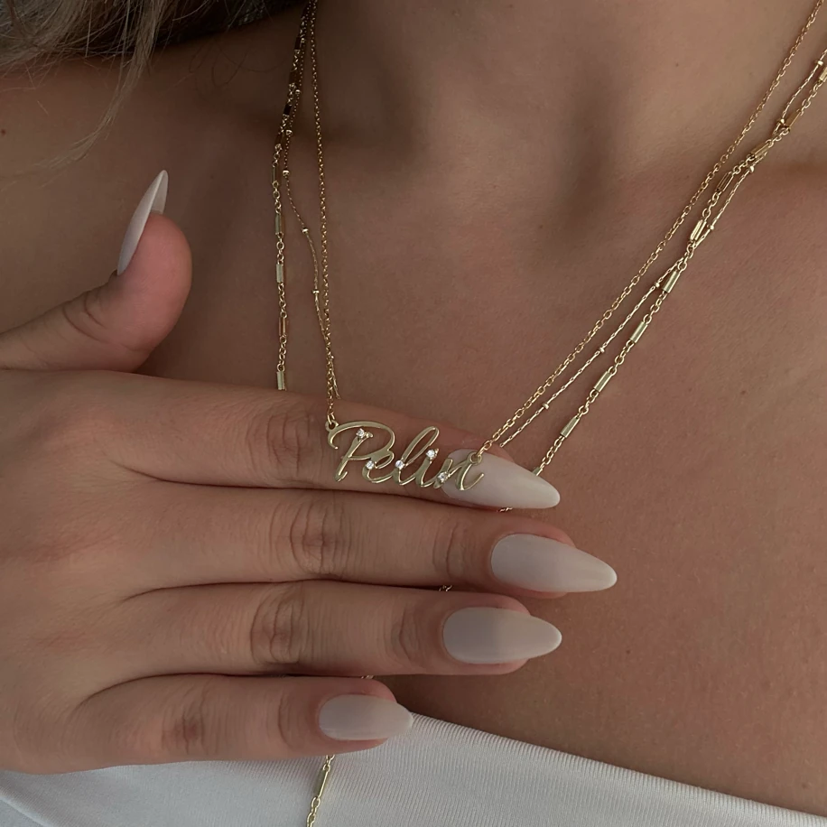 925 Gümüş | Mini Taşlı İsim Kolye