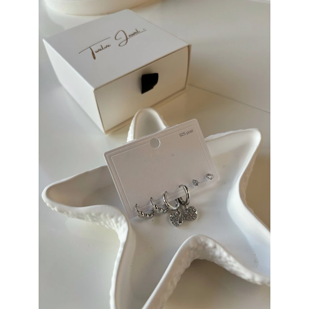 6lı Zirkon Taşlı Küpe Seti