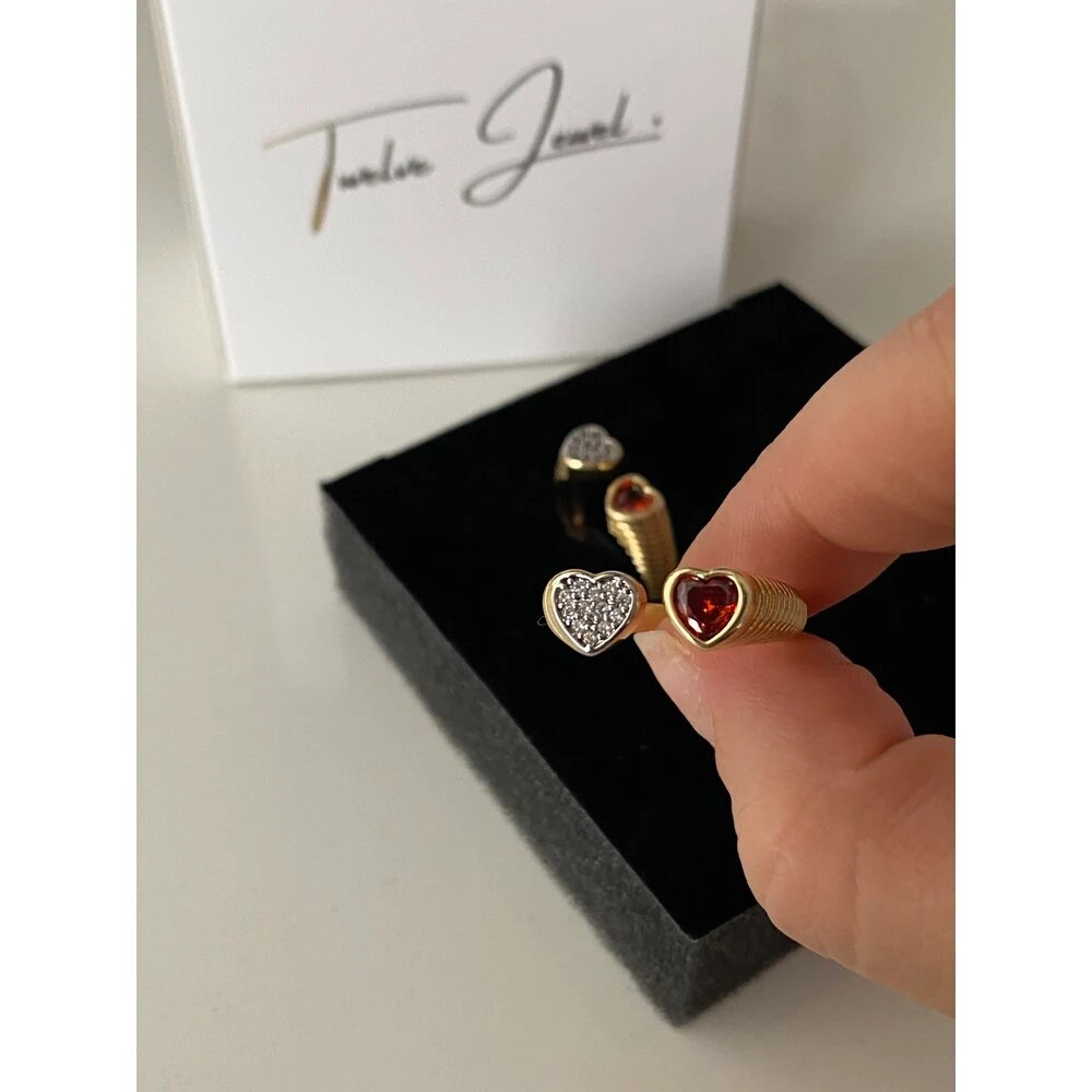 (VIP) Çift Kalp Çelik Yüzük