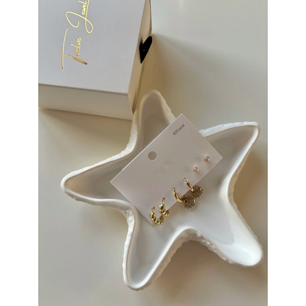 6lı Zirkon Taşlı Küpe Seti