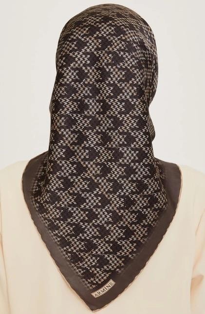 %100 Twill Ipek Desenli Eşarp | 9239d-35
