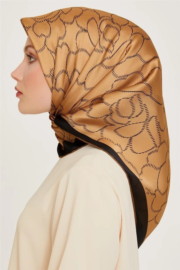 %100 Twill Ipek Desenli Eşarp | 9222d
