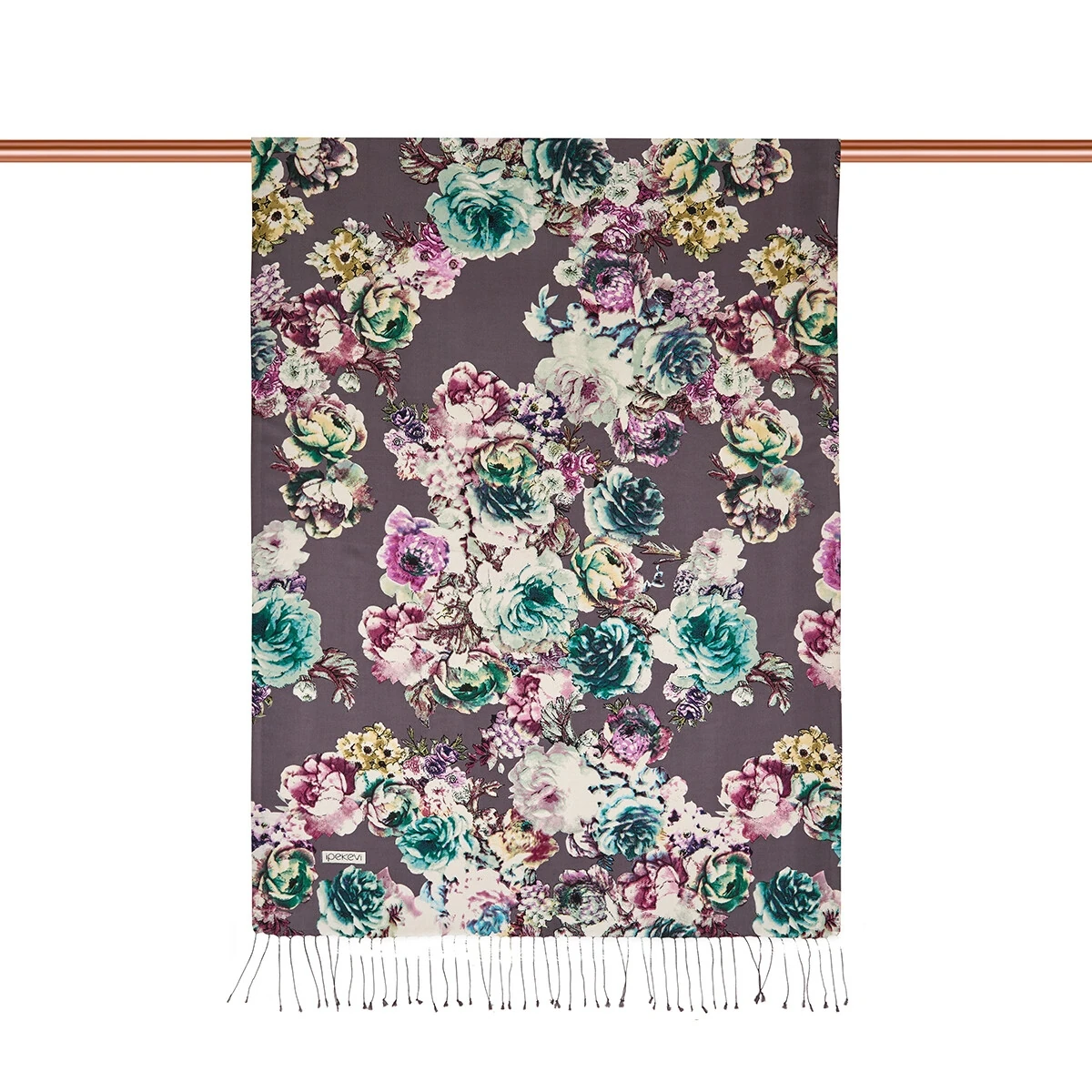 Gül Deryası Desenli İpek Şal