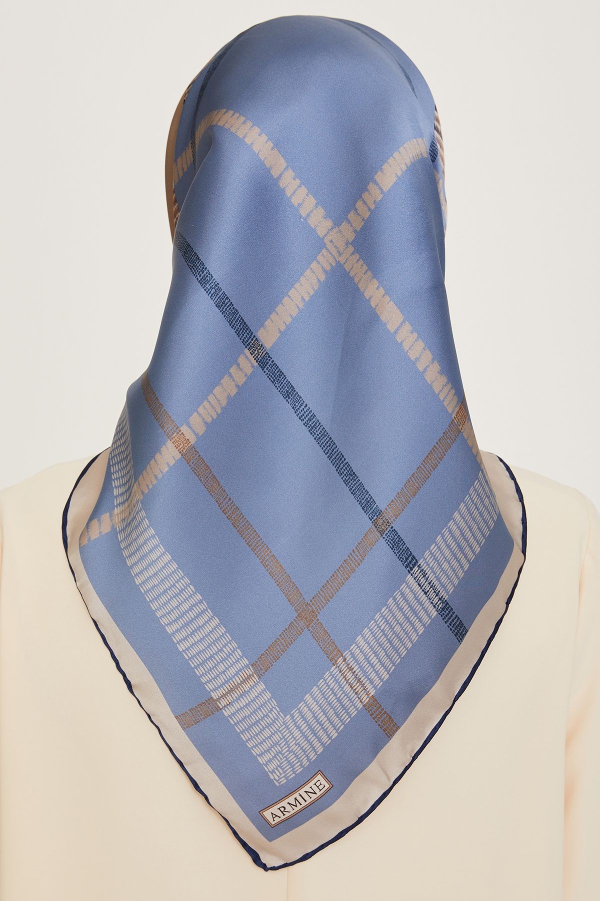 %100 Twill Ipek Desenli Eşarp | 9206d-6